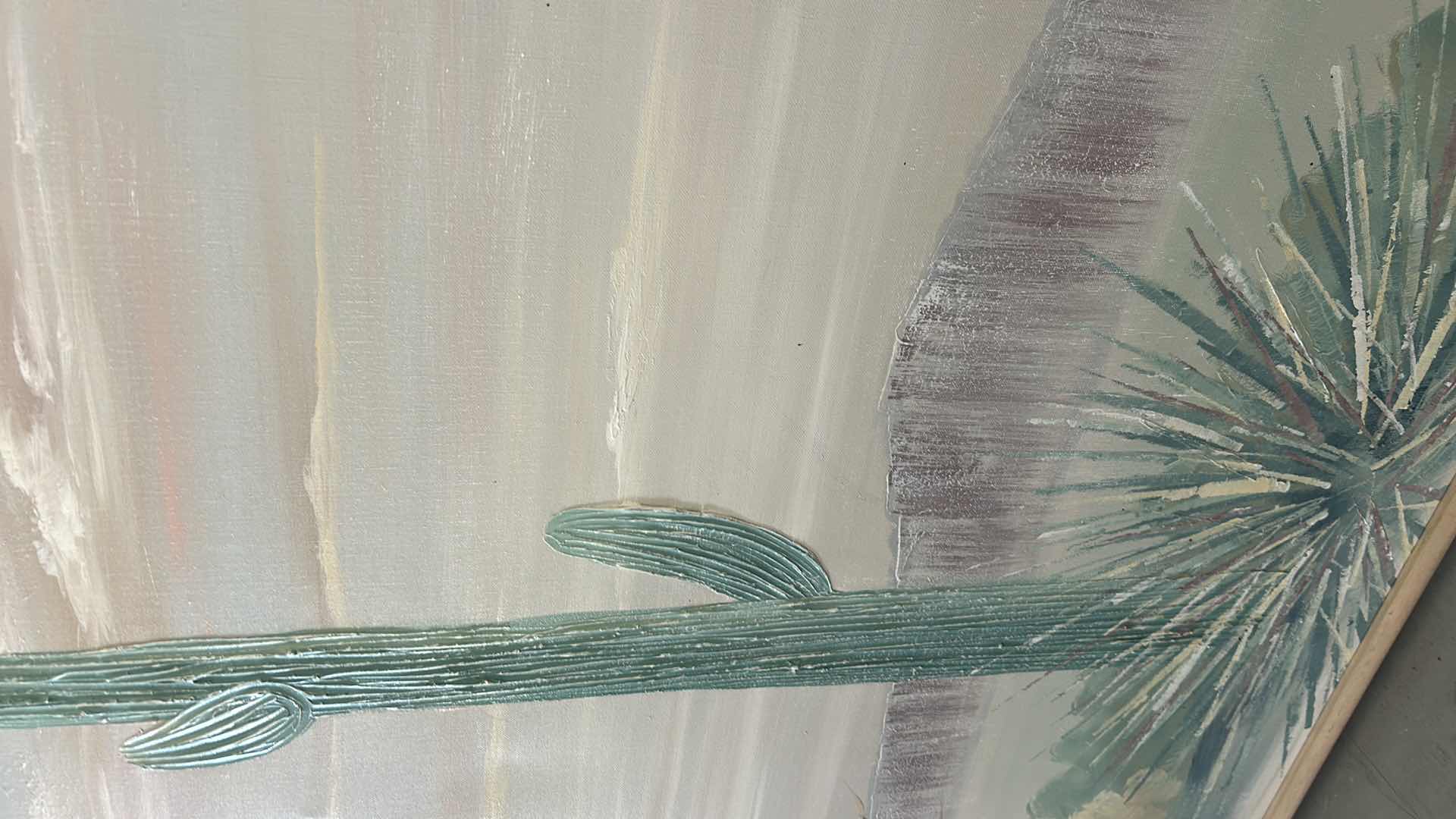 Photo 1 of WOOD FRAMED, TEXTURED, PAINT ON CANVAS, ORIGINAL, SIGNED, LEE REYNOLDS, DESERT LANDSCAPE ARTWORK , 61” X H50”.