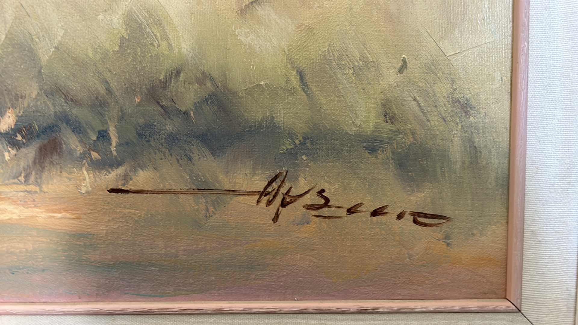 Photo 1 of WOOD-FRAMED, TEXTURED PAINT ON CANVAS, ORIGINAL SIGNED, HORSE RACING ARTWORK. 42” X 30”.