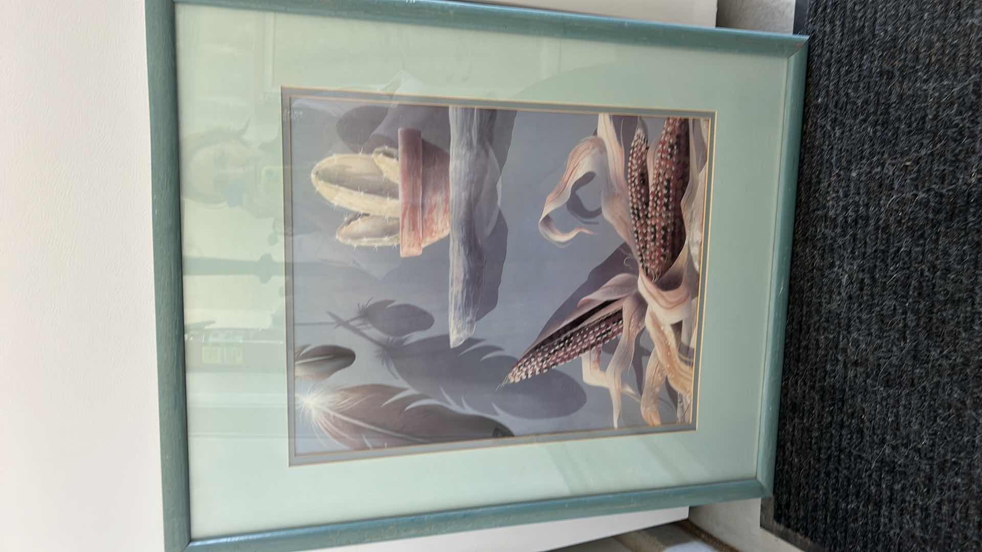 Photo 1 of WOOD-FRAMED “CORN AND CACTUS “ ARTWORK, 24” X 29.5”.