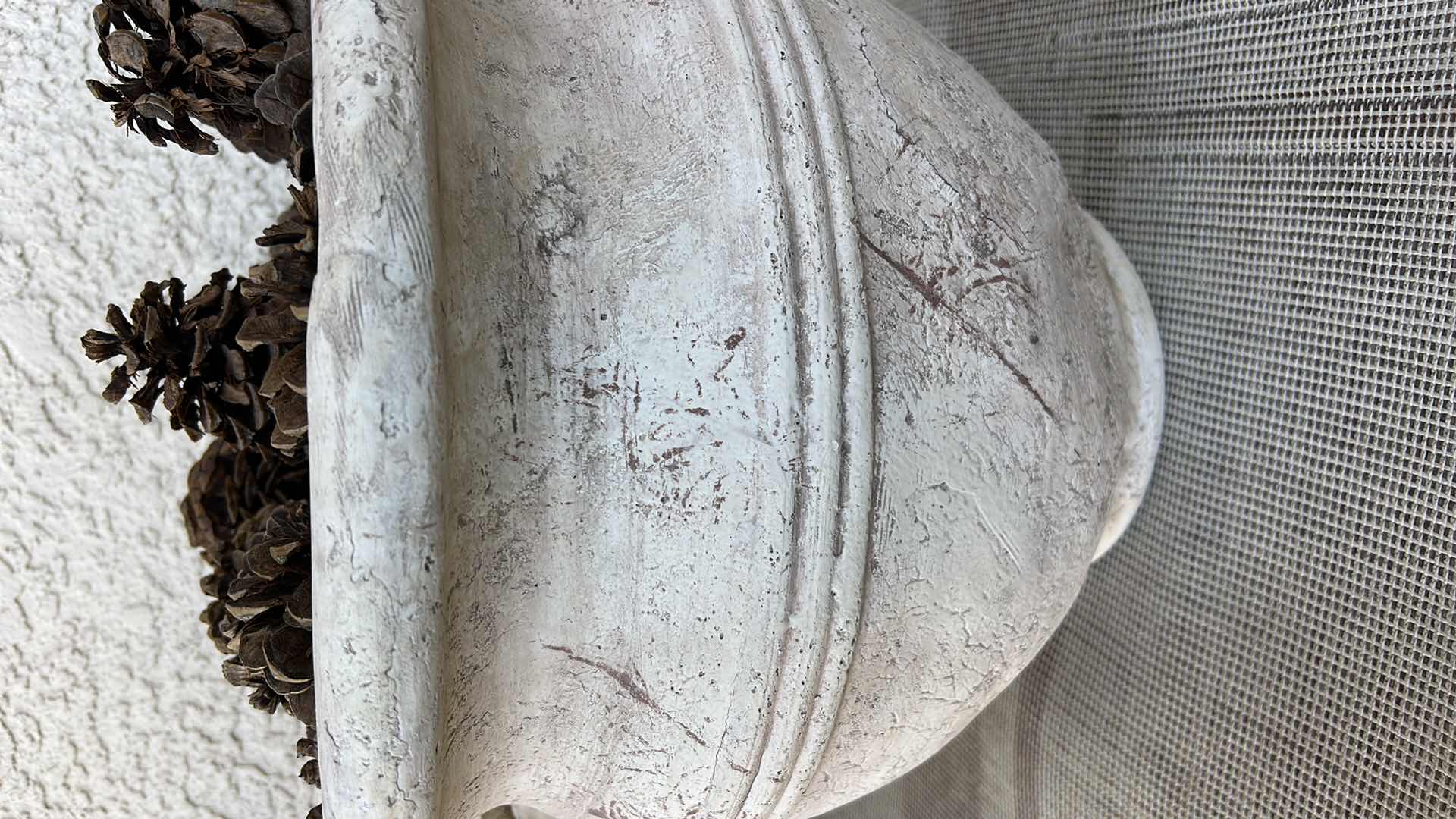 Photo 1 of OUTDOOR DECOR - CERAMIC POTTERY WITH PINECONES 15” x 12”