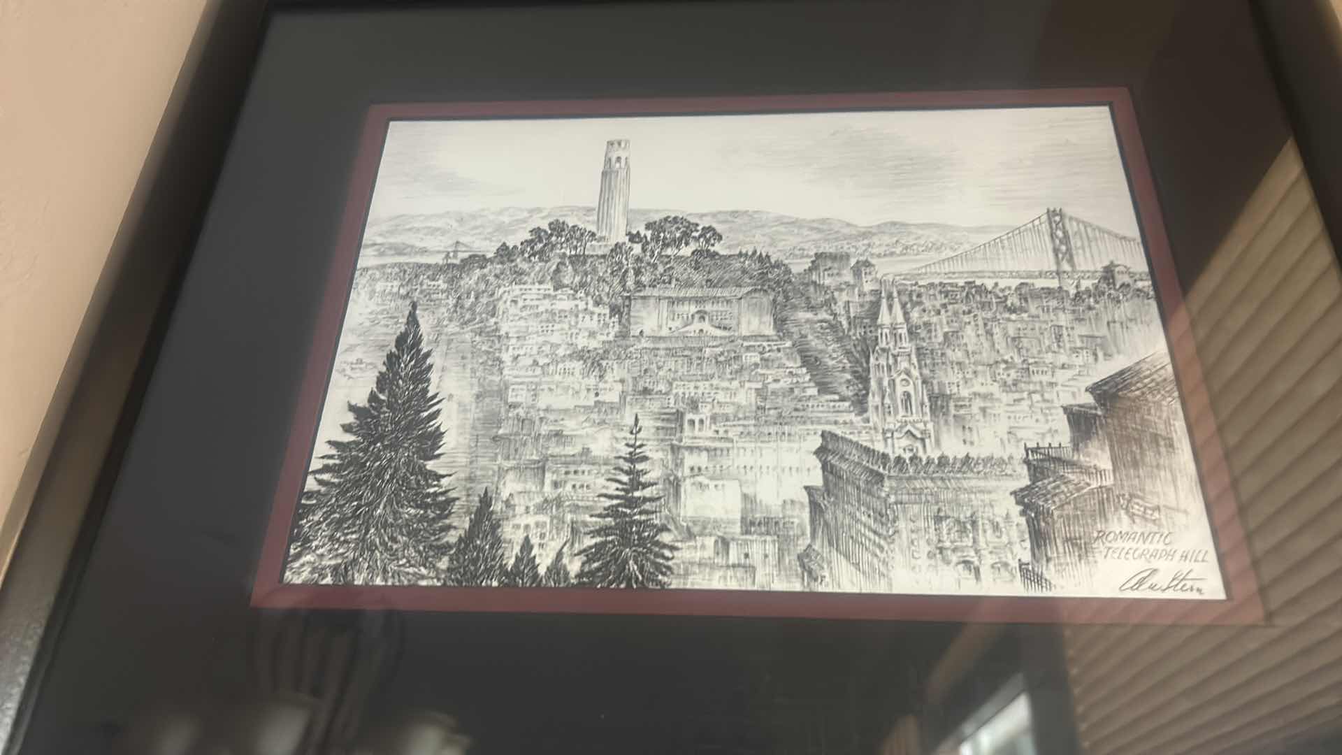 Photo 1 of FRAMED, SAN FRANCISCO, ROMANTIC TELEGRAPH HILL. SIGNED, ALEX STERN, ETCHING, ARTWORK 16” X 11”.