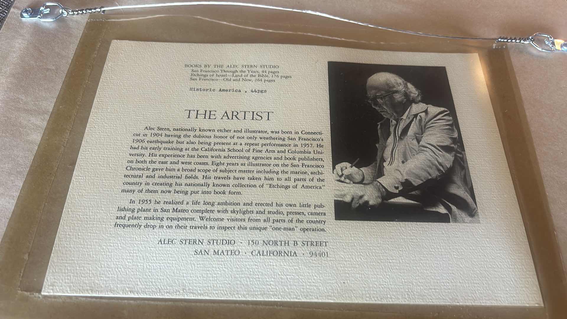 Photo 1 of FRAMED, SAN FRANCISCO, ROMANTIC TELEGRAPH HILL. SIGNED, ALEX STERN, ETCHING, ARTWORK 16” X 11”.