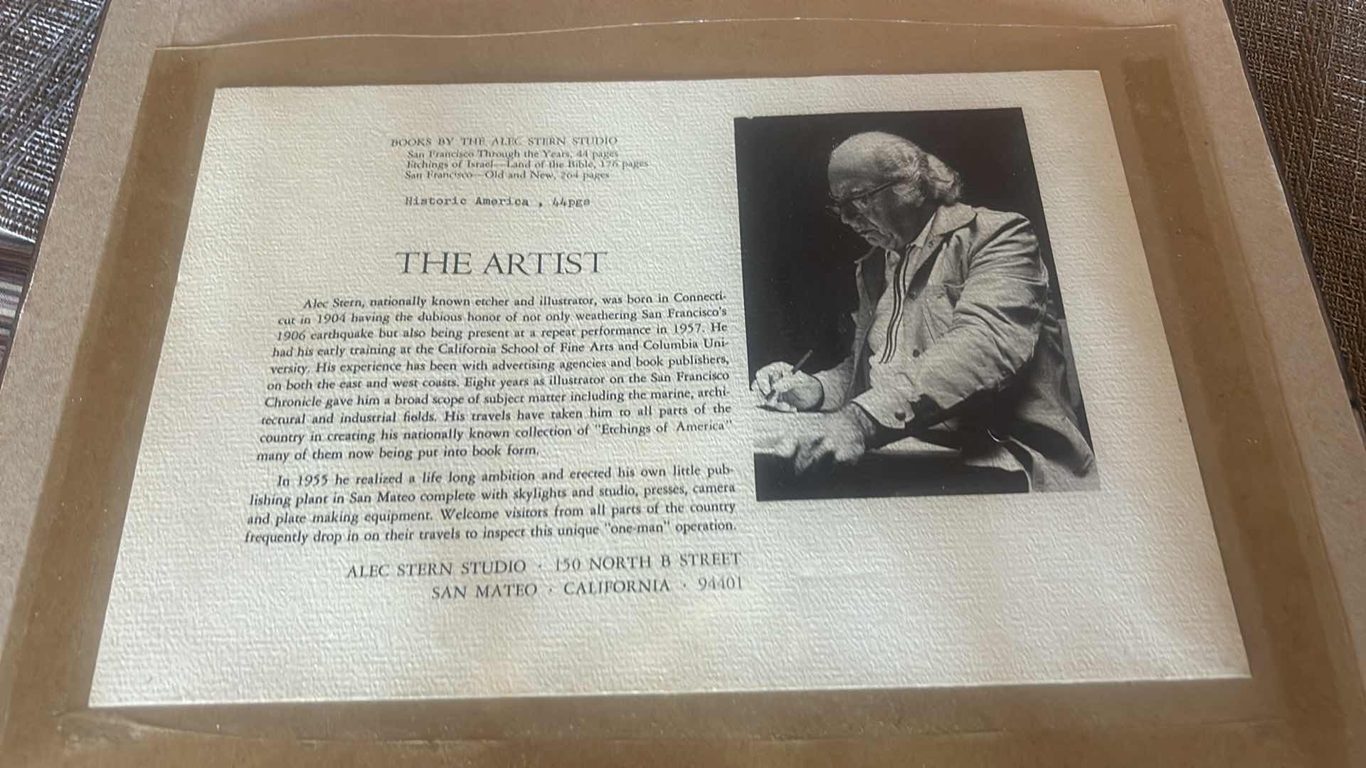 Photo 1 of FRAMED SAN FRANCISCO, “ CALIFORNIA STREET CANYON” SIGNED ALEX STERN, ETCHING ARTWORK 11” X 16”