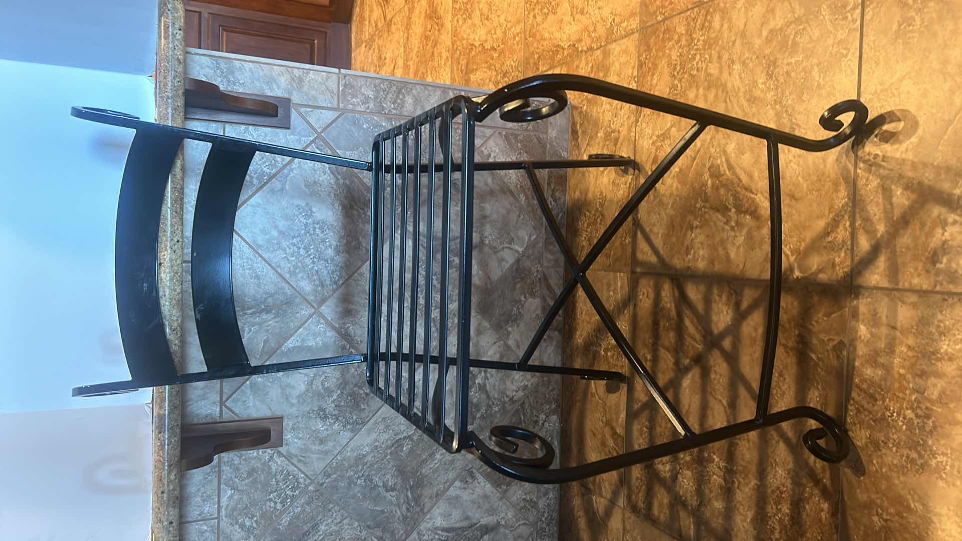 Photo 1 of HEAVY BLACK IRON BAR STOOL WITH THICK UPHOLSTERED PAD (SEAT HEIGHT WITH PADDING H27”)