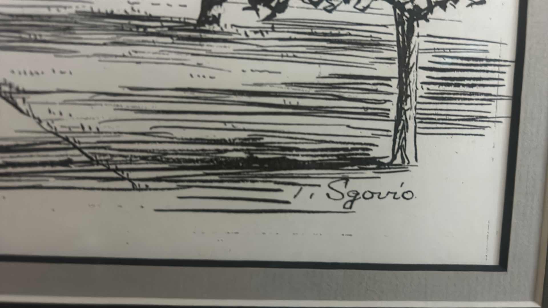 Photo 1 of BLACK FRAMED, “HAYES HALL BUFFALO NEW YORK,” SIGNED T. SGORIO ETCHING ARTWORK 16 1/4” x H19”