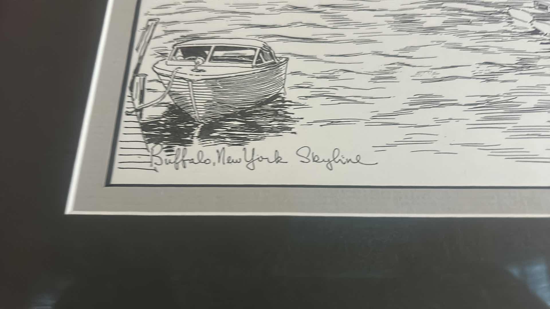 Photo 1 of BLACK FRAMED, “BUFFALO, NEW YORK SKYLINE”SIGNED T. SGORIO ETCHING ARTWORK. 19” x H16.5”