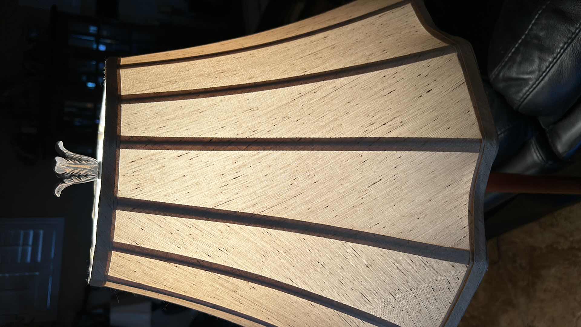 Photo 1 of 5’ WOOD FLOOR LAMP WITH SCALLOPED SHADE