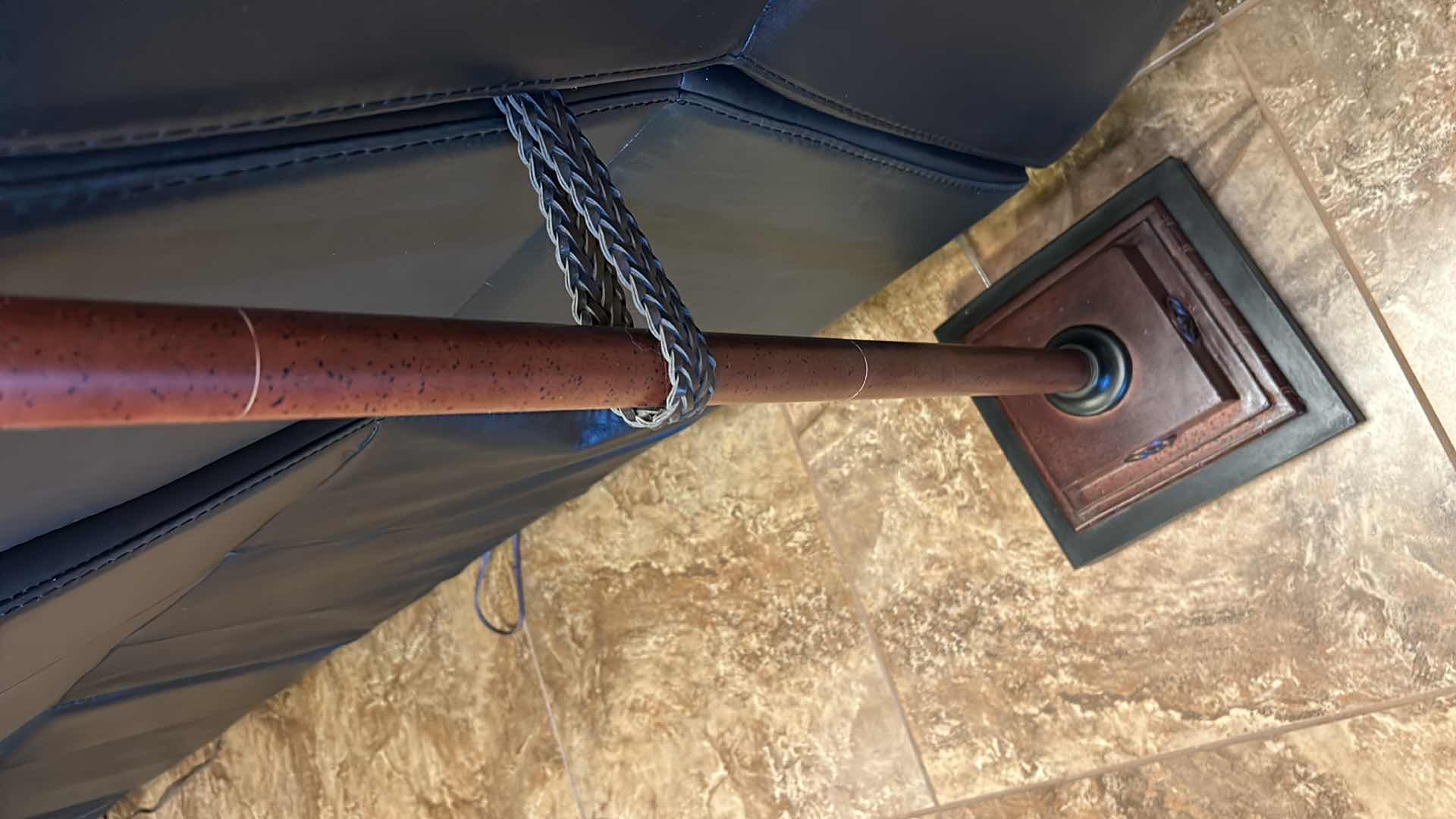 Photo 1 of 5’ WOOD FLOOR LAMP WITH SCALLOPED SHADE