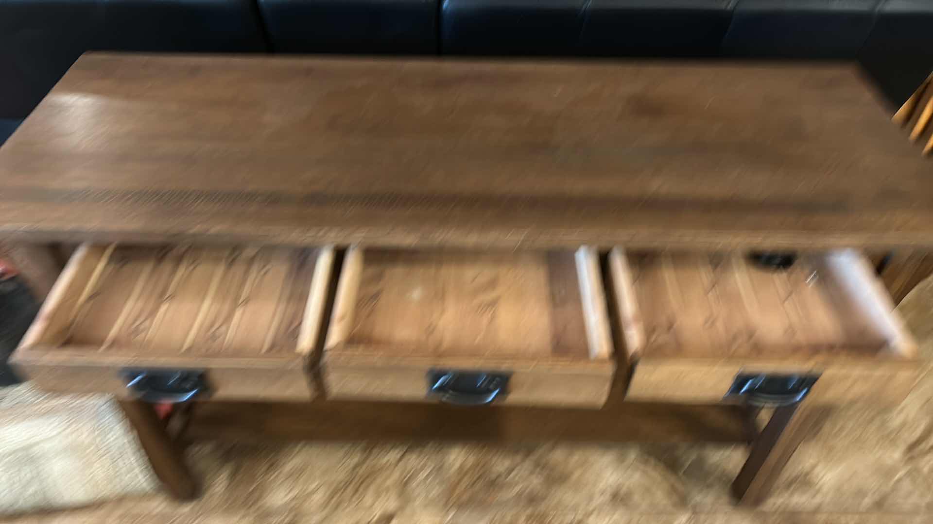 Photo 1 of MICHAEL’S FURNITURE CRAFTSMAN CEDAR-LINED OAK SOFA TABLE CEDAR LINED DOVE TAILED 52” x 18” x H30 1/2”