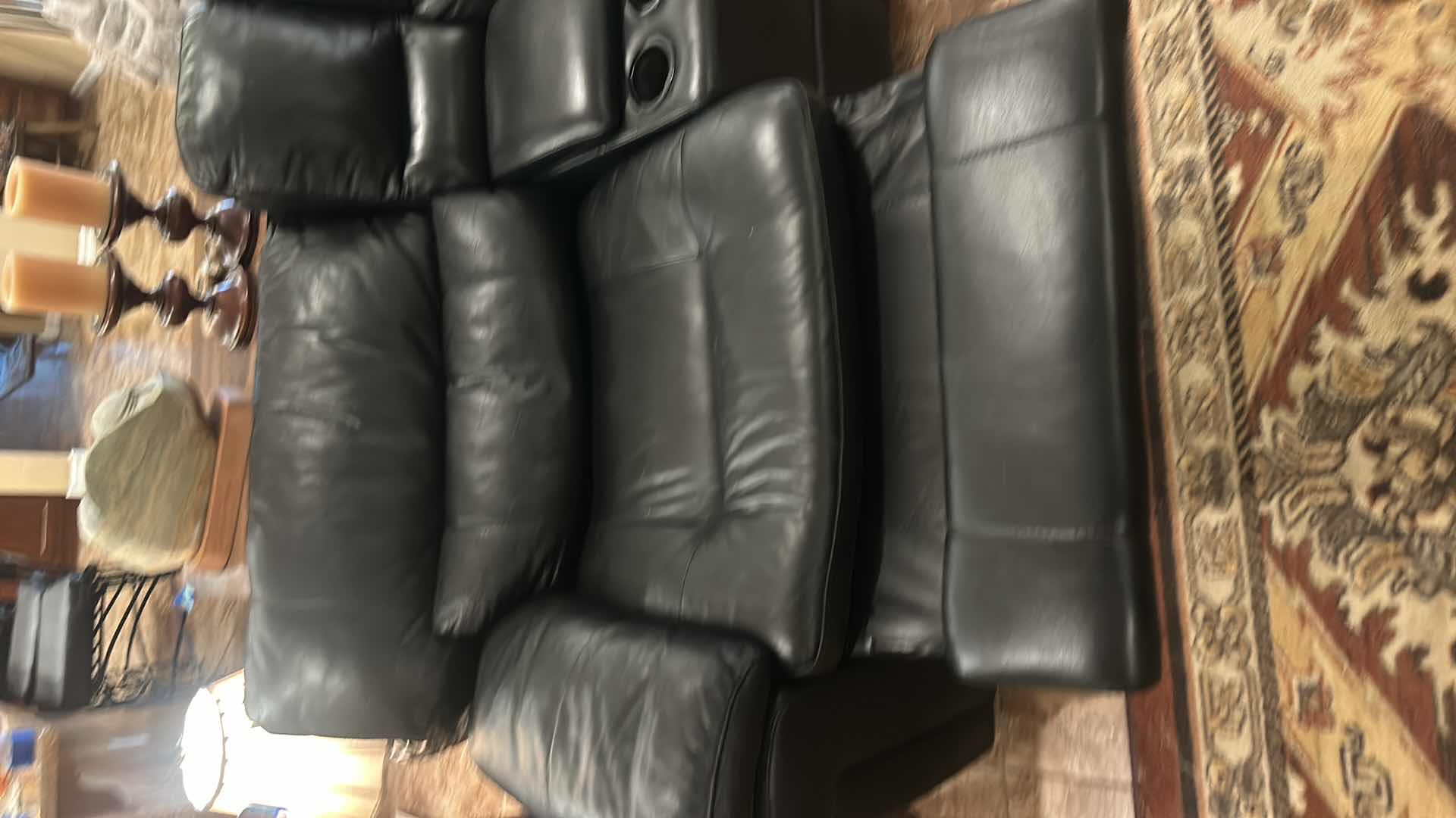 Photo 1 of EXTRA LARGE BLACK LEATHER SECTIONAL WITH RECLINERS 11’ x 12’