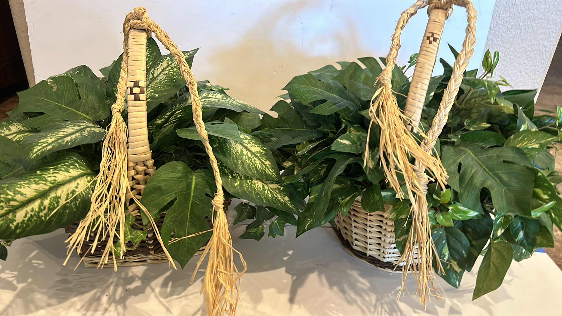 Photo 1 of 3 WOVEN BASKETS, 2 WITH FAUX GREENERY