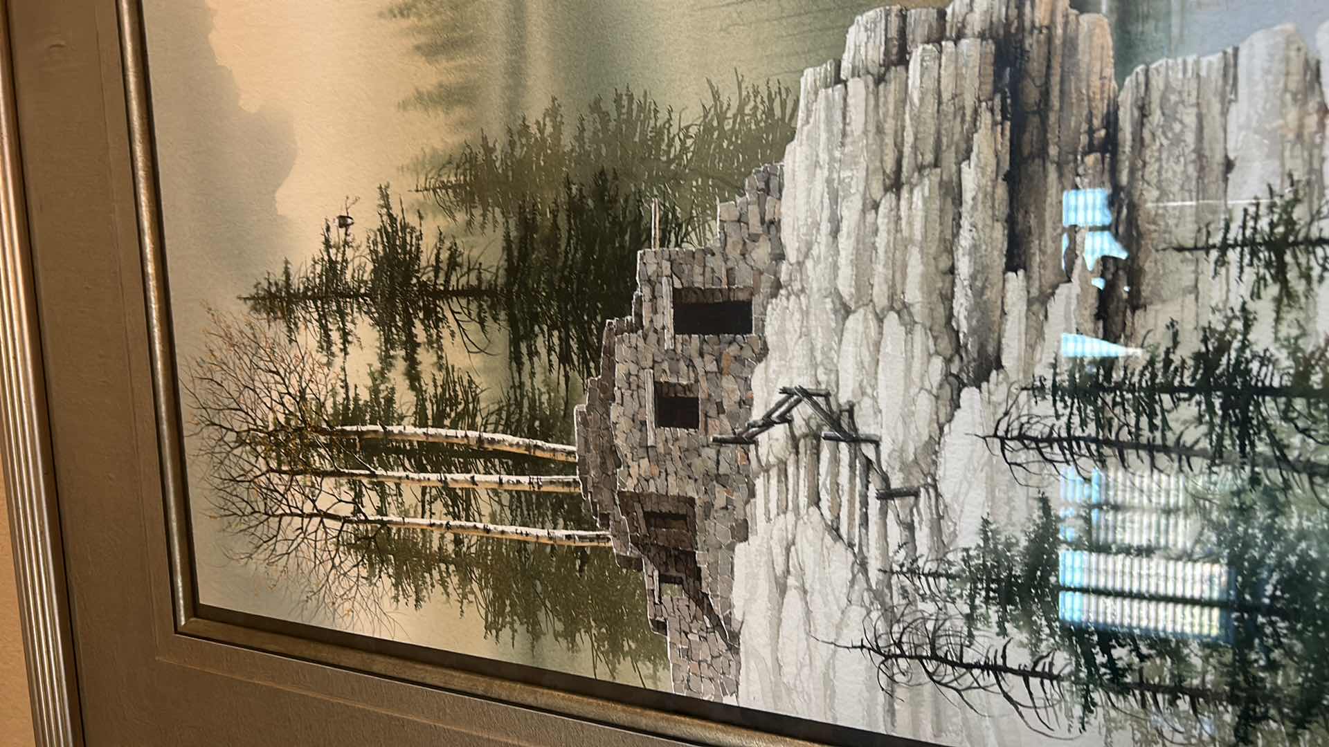 Photo 1 of FRAMED WATERCOLOR LANDSCAPE SIGNED M. S  FRANCO 02 ARTWORK 29” x H39”.