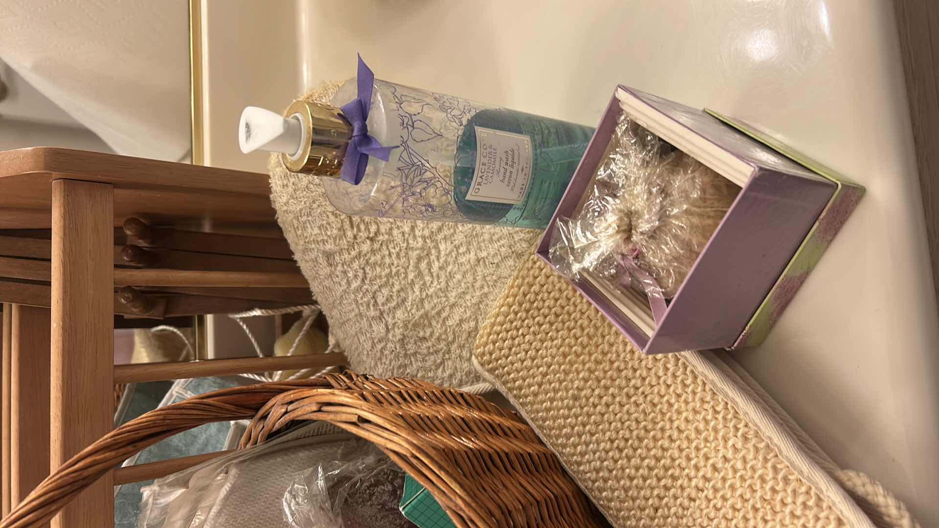 Photo 5 of BATHROOM ASSORTMENT- WOOD MAGAZINE HOLDER, WICKER BASKET, SOAPS AND MORE