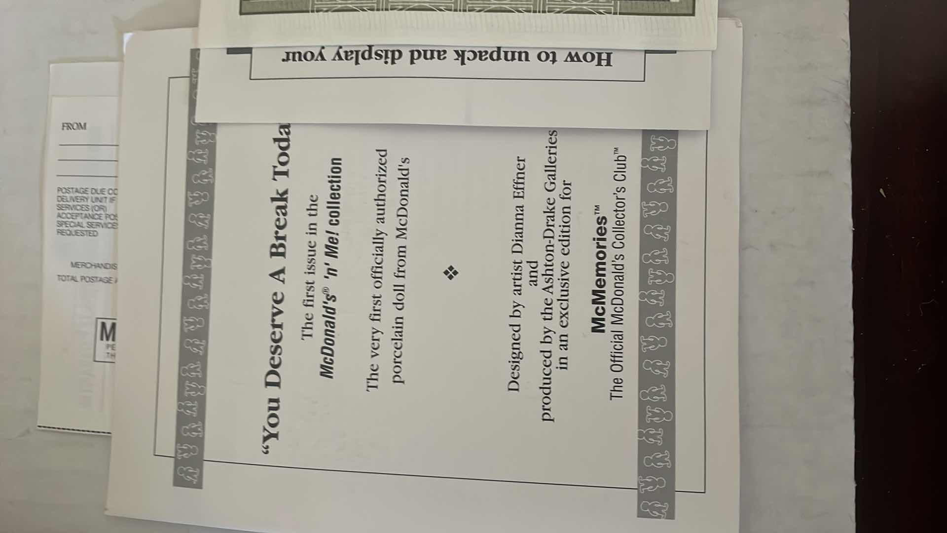 Photo 2 of ASHTON DRAKE GALLERIES MCMEMORIES “YOU DESERVE A BREAK TODAY PORCELAIN DOLL 12”COA NEW UNSEALED