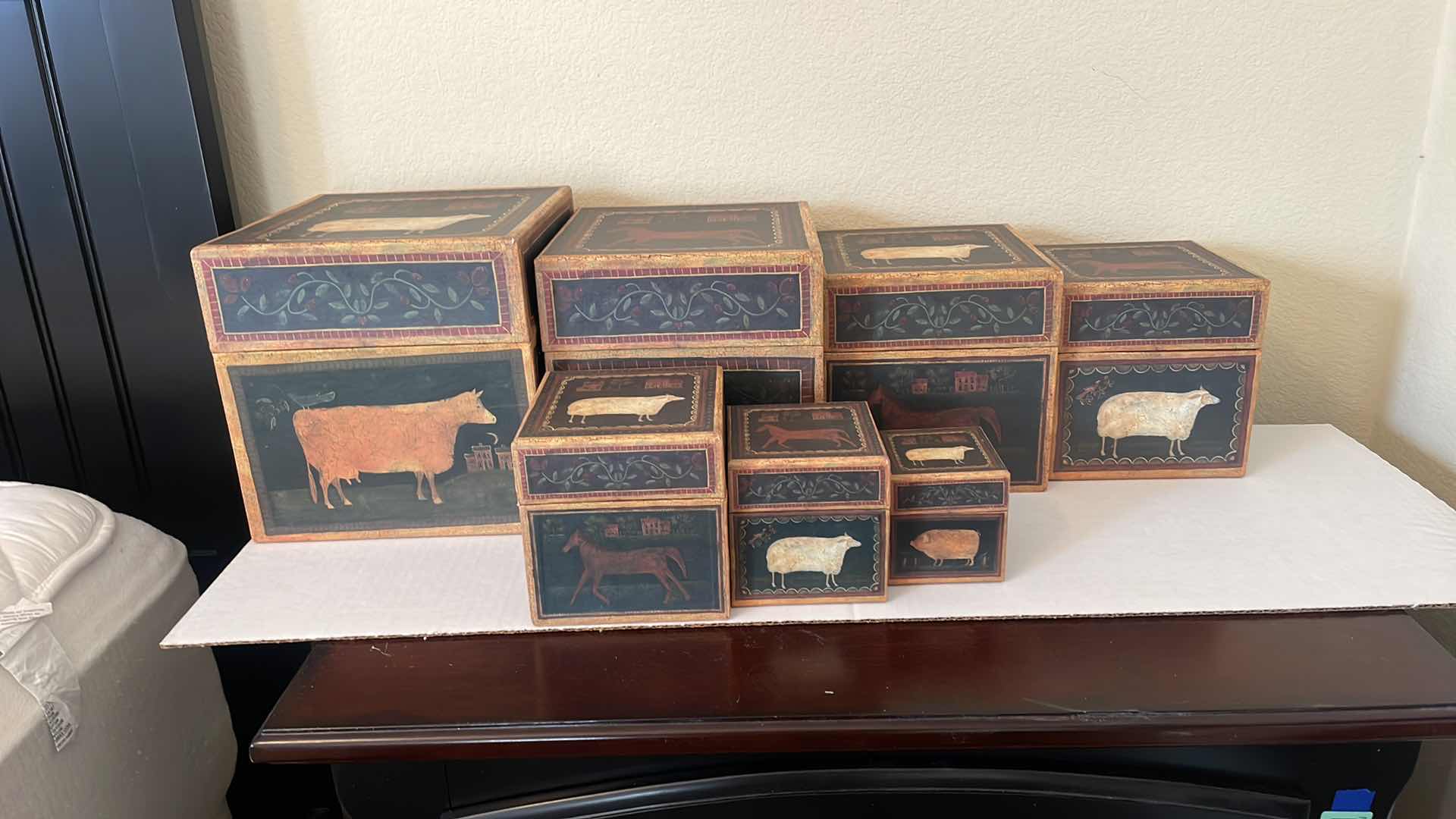 Photo 1 of BOBS BOXES PRIMITIVE FARMLAND ARTWORK BY ALLEN STOUFFER NESTING BOXES 9”xH9”