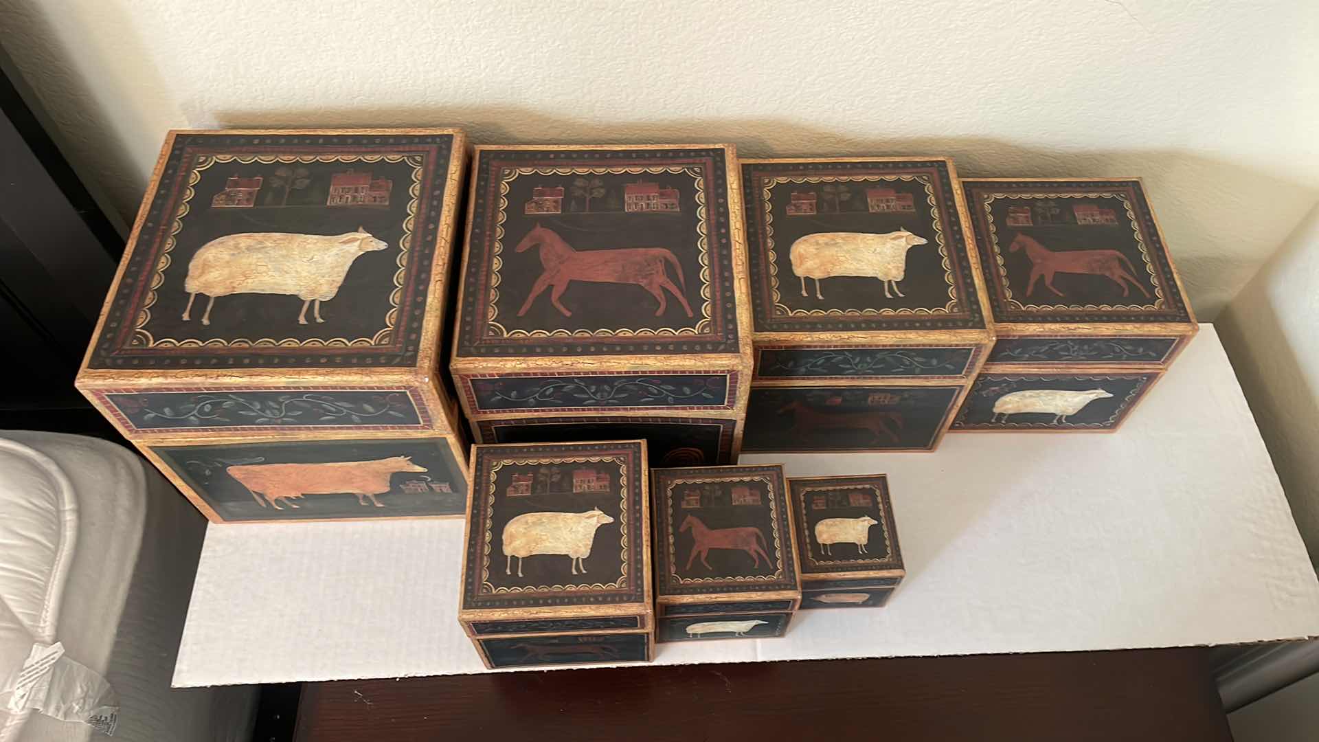 Photo 5 of BOBS BOXES PRIMITIVE FARMLAND ARTWORK BY ALLEN STOUFFER NESTING BOXES 9”xH9”