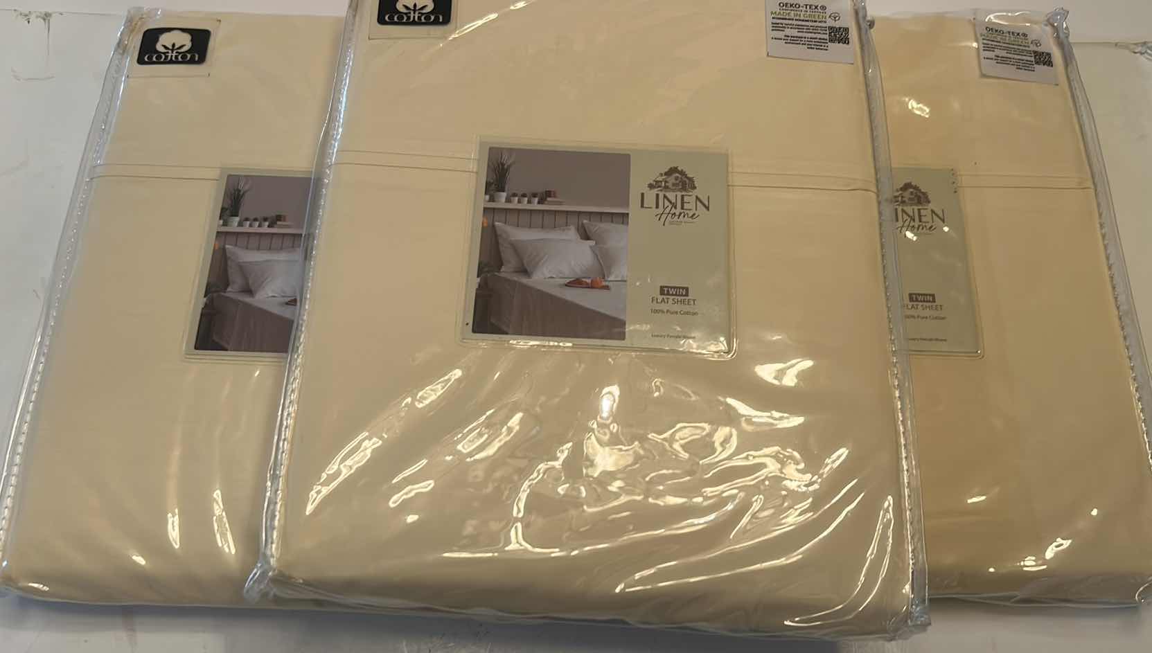 Photo 1 of 3 NEW LINEN HOME 100% COTTON FLAT SHEETS- TWIN