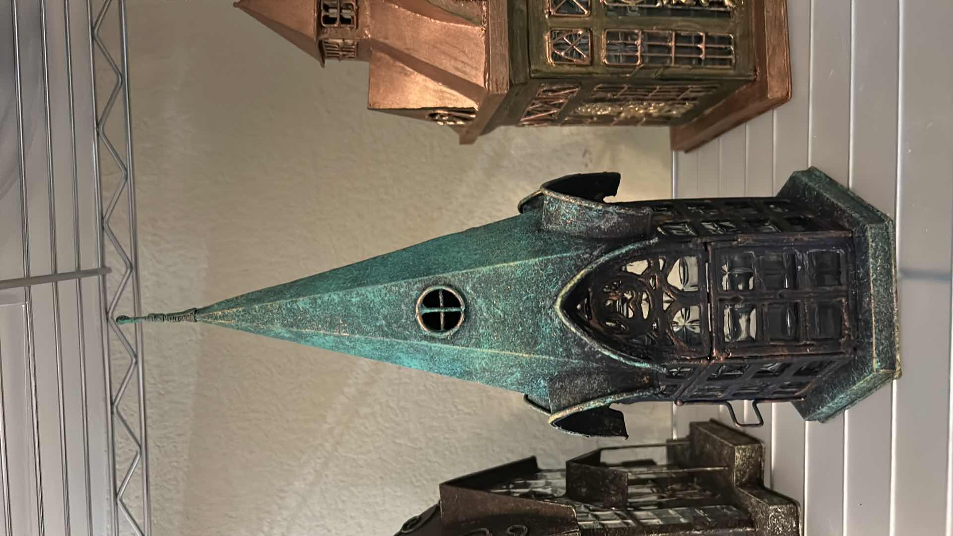 Photo 1 of 3 METAL AND GLASS SCULPTURES H12” WITH LED STRING LIGHTS