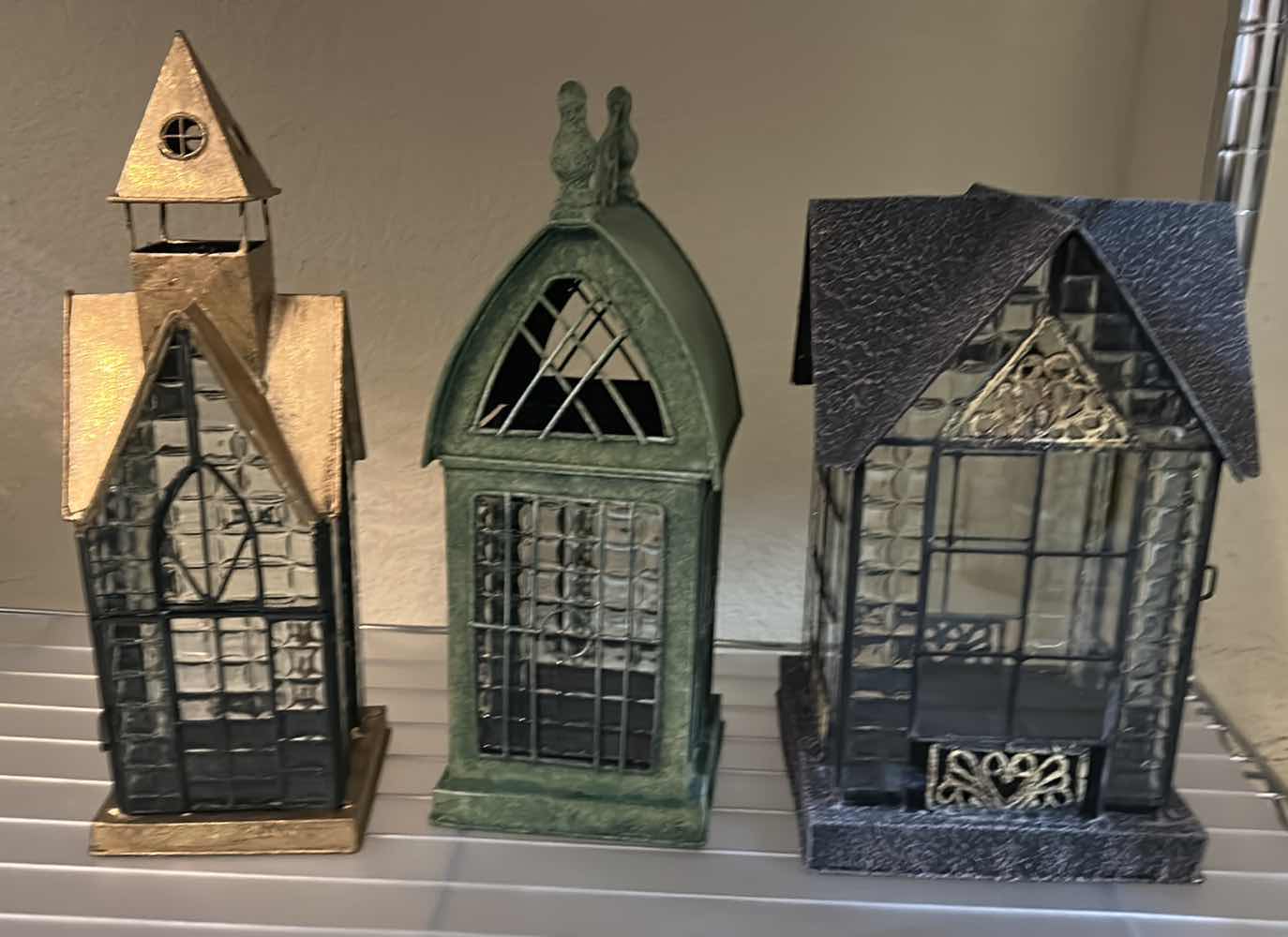 Photo 1 of 3 METAL AND GLASS SCULPTURES H12” WITH LED STRING LIGHTS