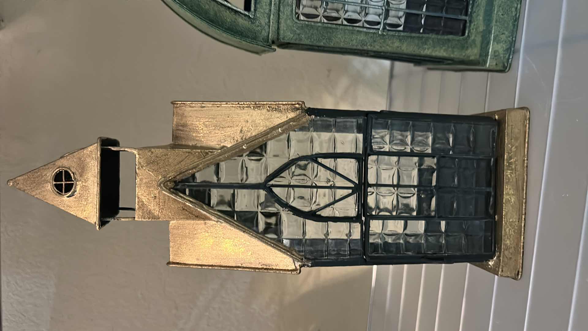 Photo 2 of 3 METAL AND GLASS SCULPTURES H12” WITH LED STRING LIGHTS