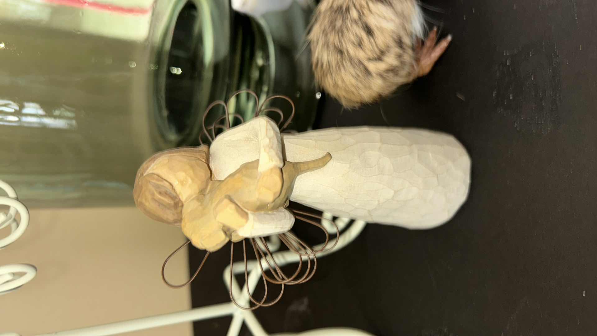 Photo 2 of 4 PC HOME DECOR - JEWELRY HOLDER DRESS-FORM, GREEN GLASS VASE/COMPOTE, WILLOW TREE ANGEL, HAND MADE KIWI