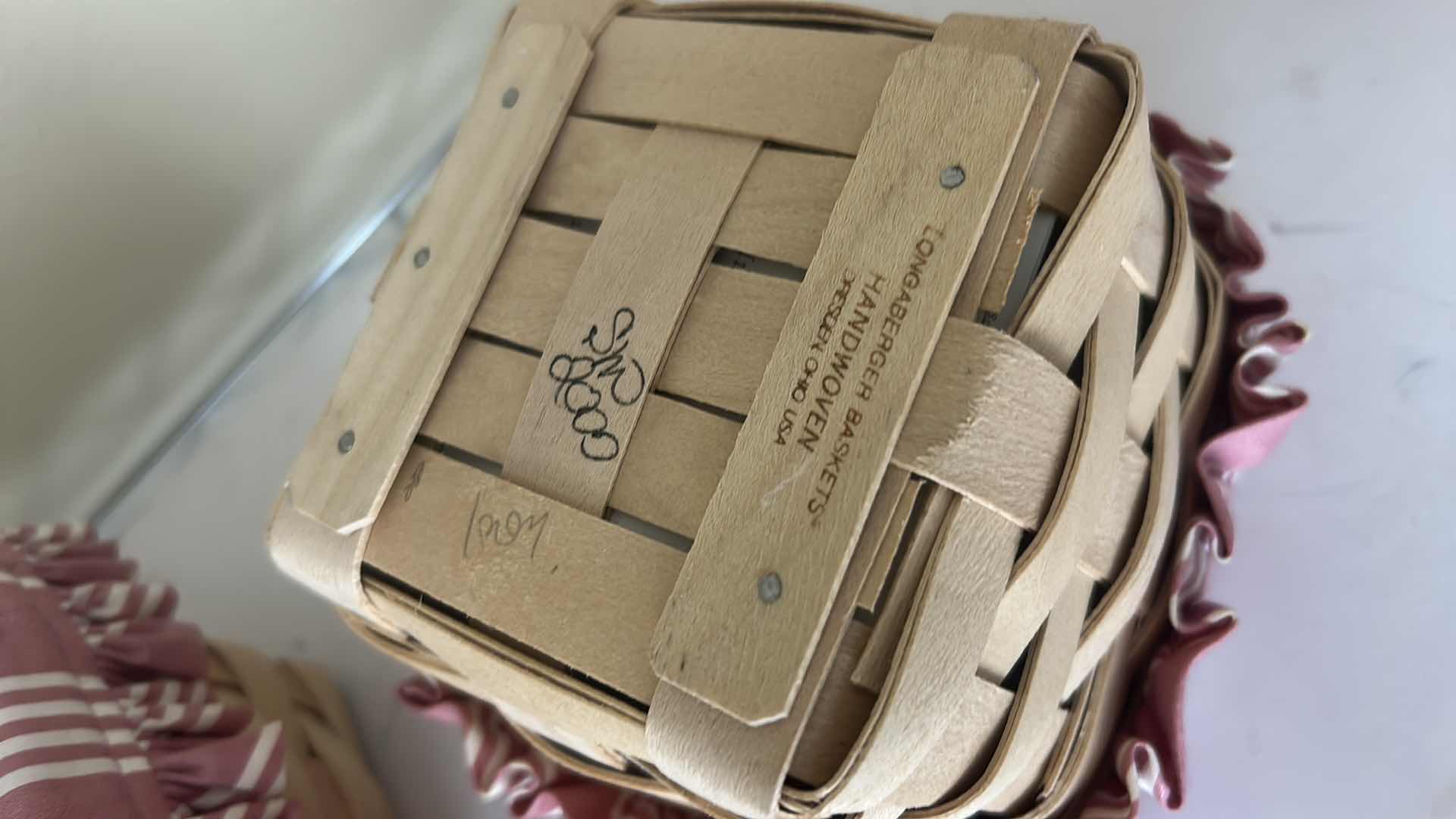 Photo 1 of 2 LONGABERGER BASKETS, 1 LID 
5” x 5” x 4 1/2”