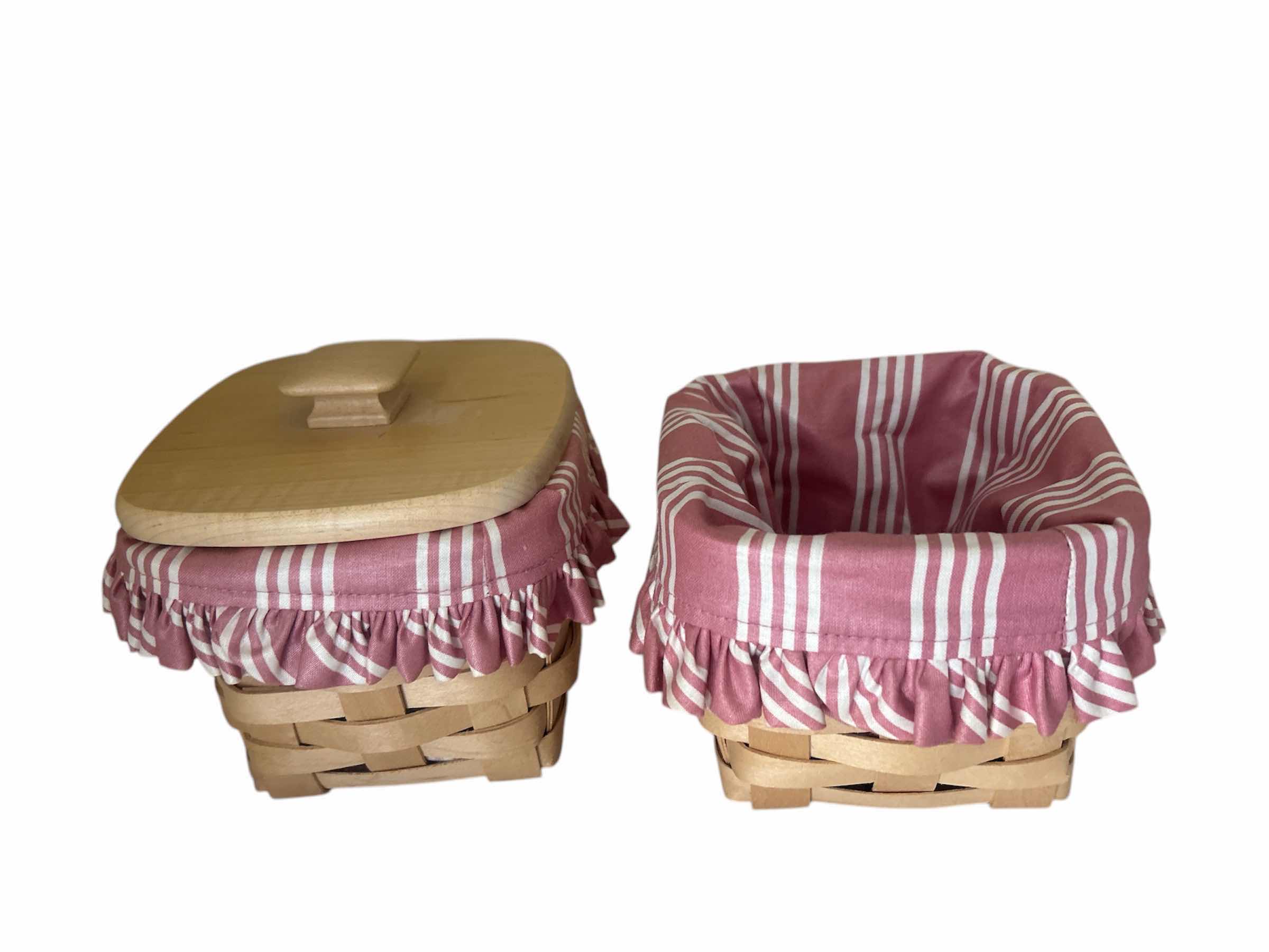 Photo 1 of 2 LONGABERGER BASKETS, 1 LID 
5” x 5” x 4 1/2”