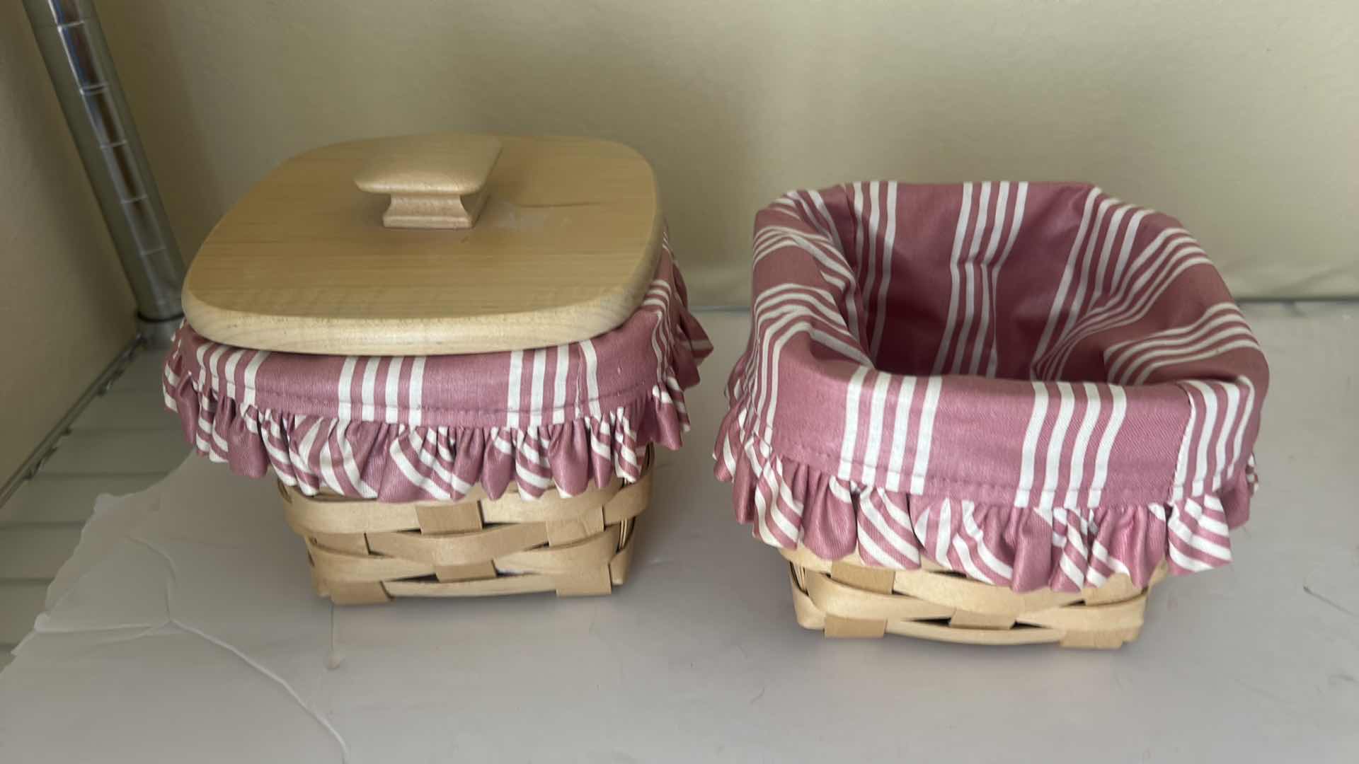 Photo 1 of 2 LONGABERGER BASKETS, 1 LID 
5” x 5” x 4 1/2”