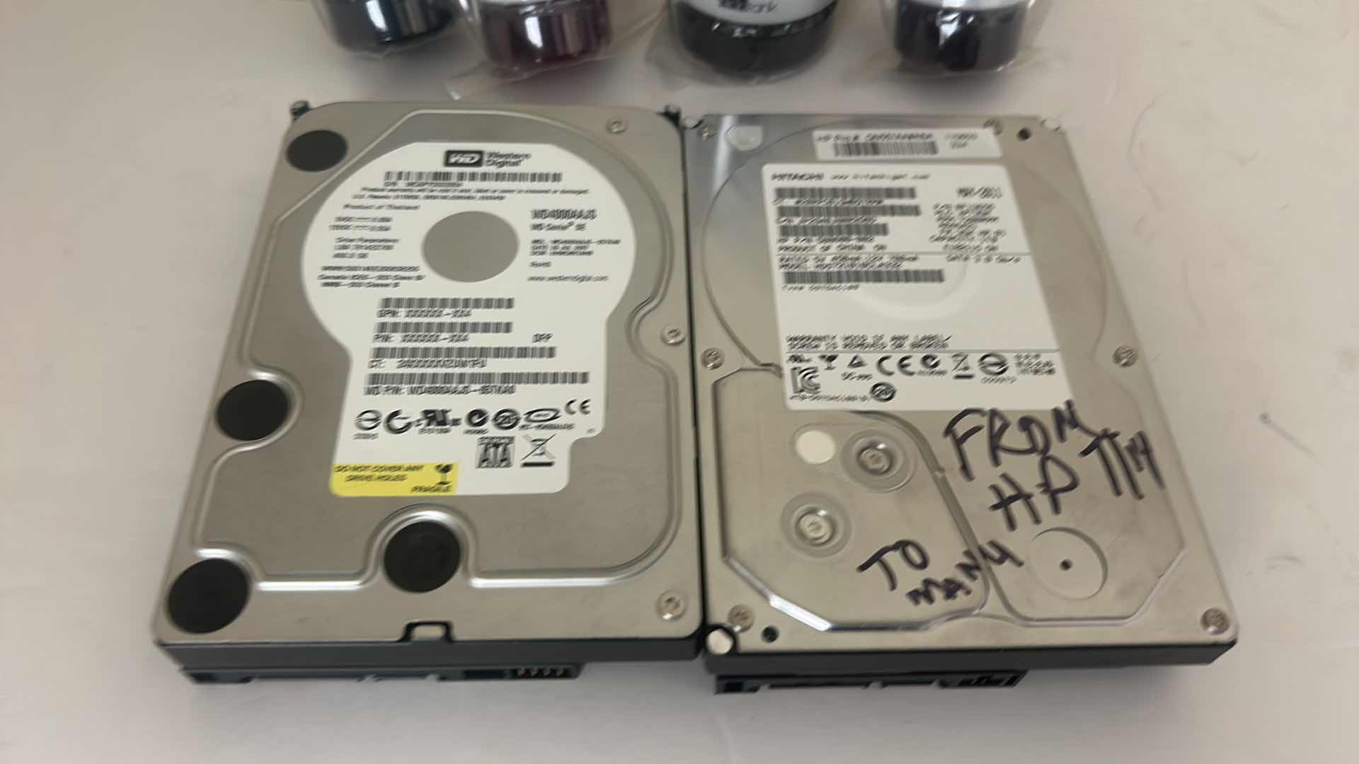 Photo 1 of 2 HARD DRIVES, WESTERN DIGITAL & HITACHI AND 4 EPSON INK BOTTLES
