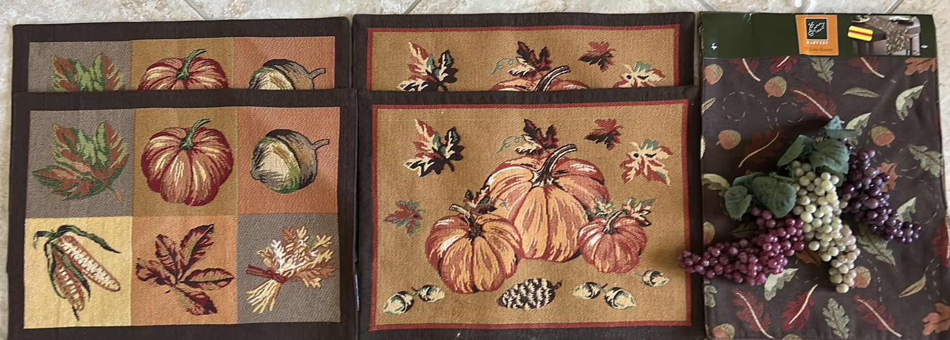 Photo 1 of 4 PLACEMATS, TABLE RUNNER & PLASTIC GRAPES