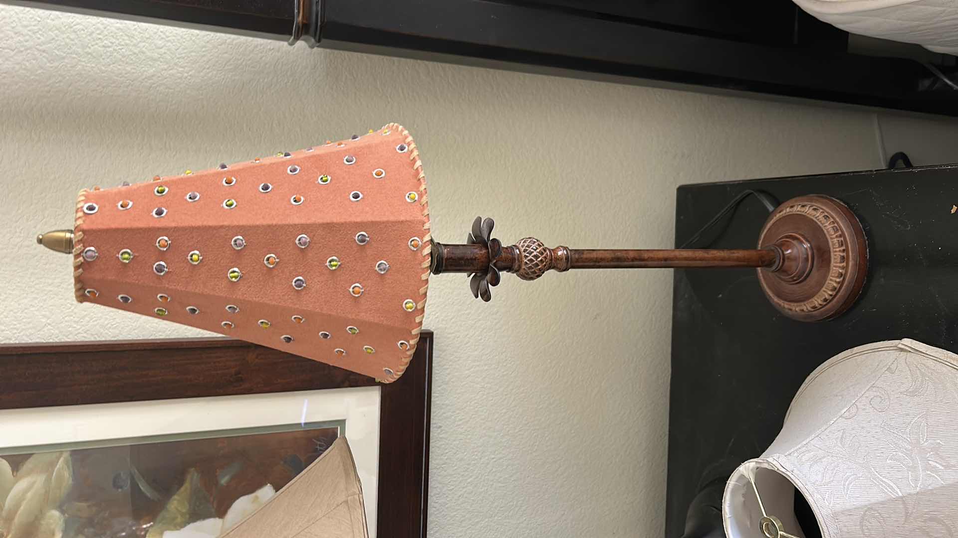 Photo 1 of 4 TABLE LAMPS WITH SHADES & 1 EXTRA SHADE (TALLEST H 29”)