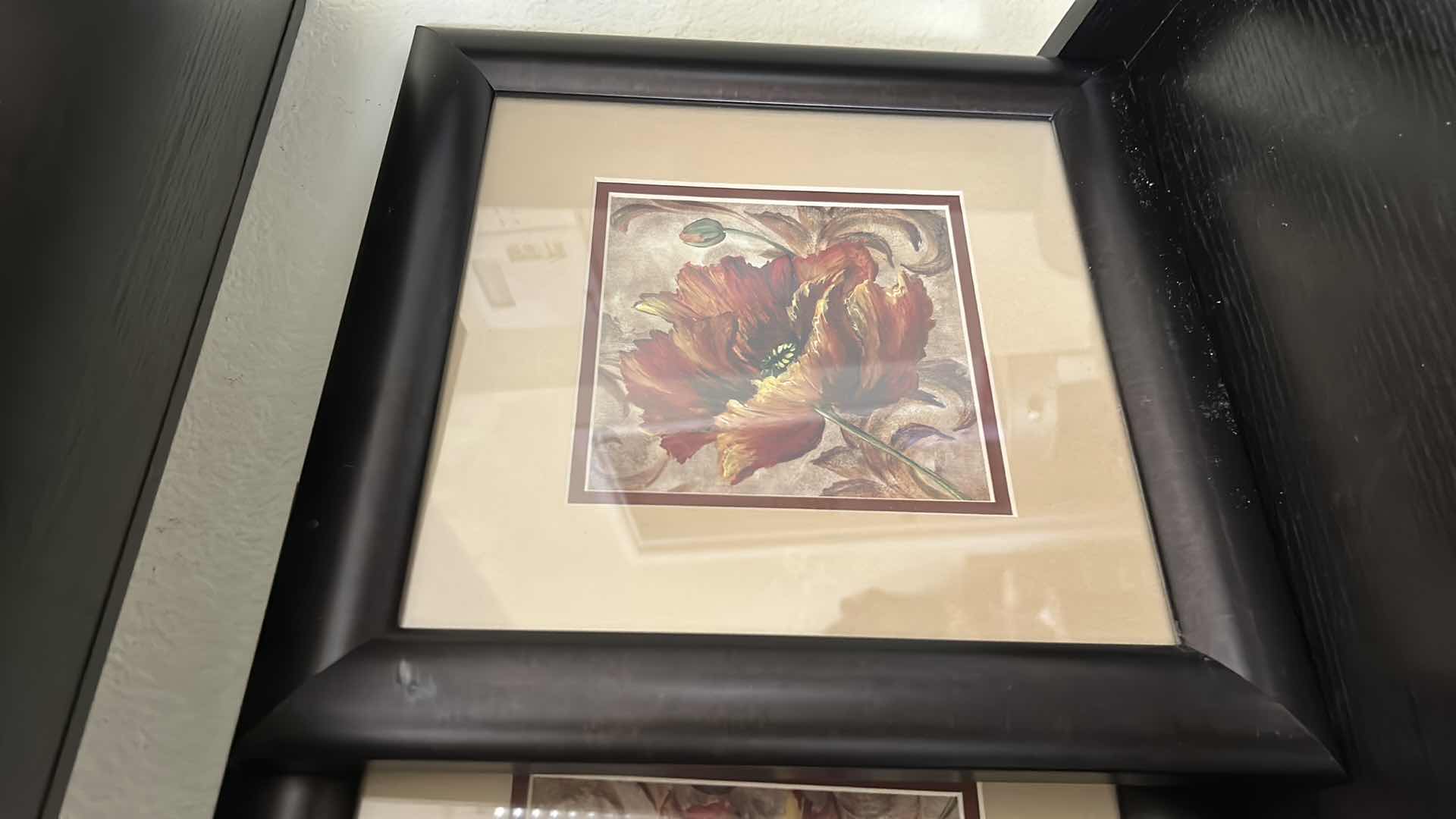 Photo 1 of 2 SMALL WOOD FRAMED FLORAL ARTWORK PIECES 12.75”SQ