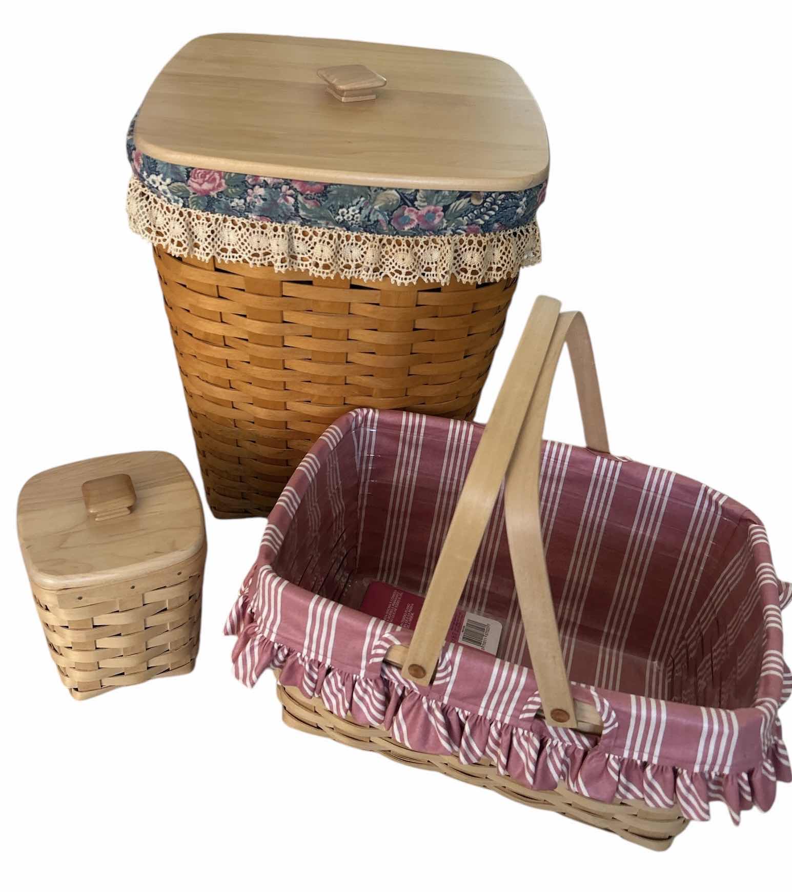 Photo 1 of 3 LONGABERGER BASKETS ( LARGEST 13“ x 13“ x H16 1/2“)