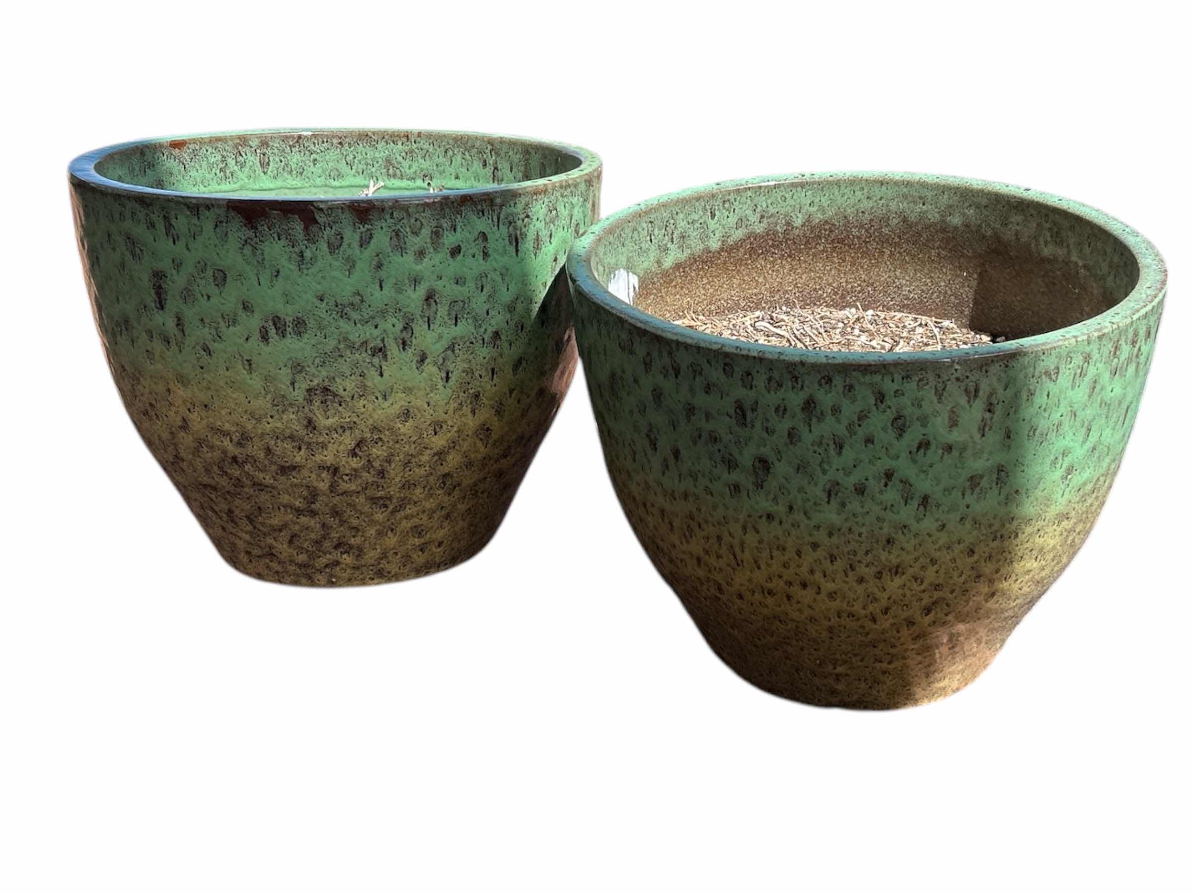 Photo 1 of 2 OUTDOOR GLAZED POTTERY POTS 15“ x H12 1/2“
