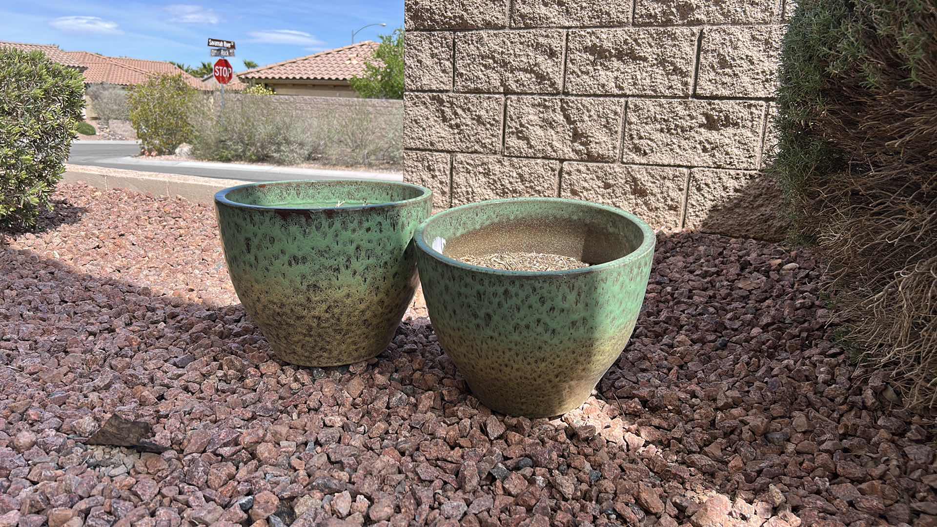 Photo 1 of 2 OUTDOOR GLAZED POTTERY POTS 15“ x H12 1/2“