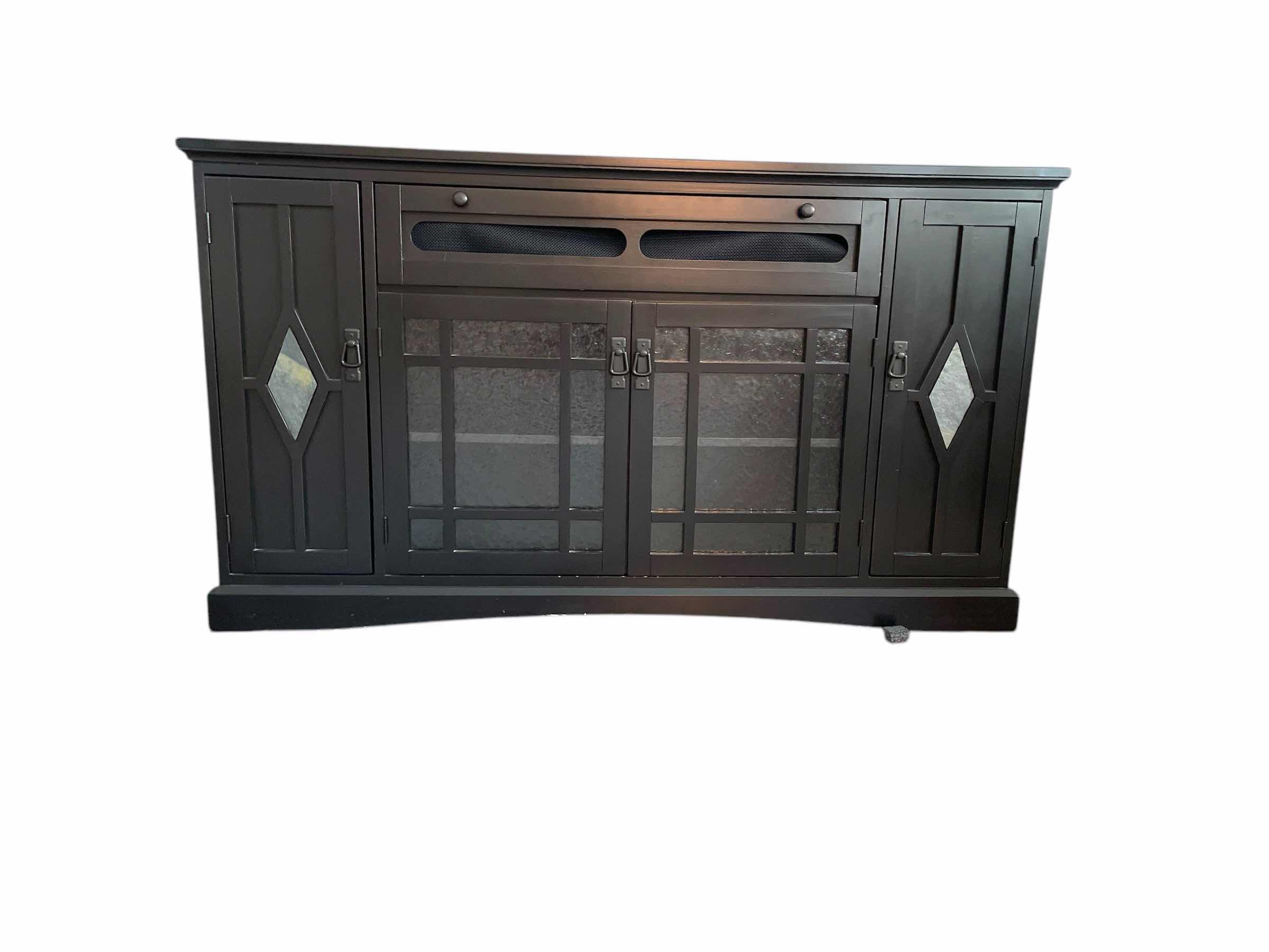 Photo 1 of BLACK CONSOLE TABLE GLASS DOORS 62”x20”xH35”