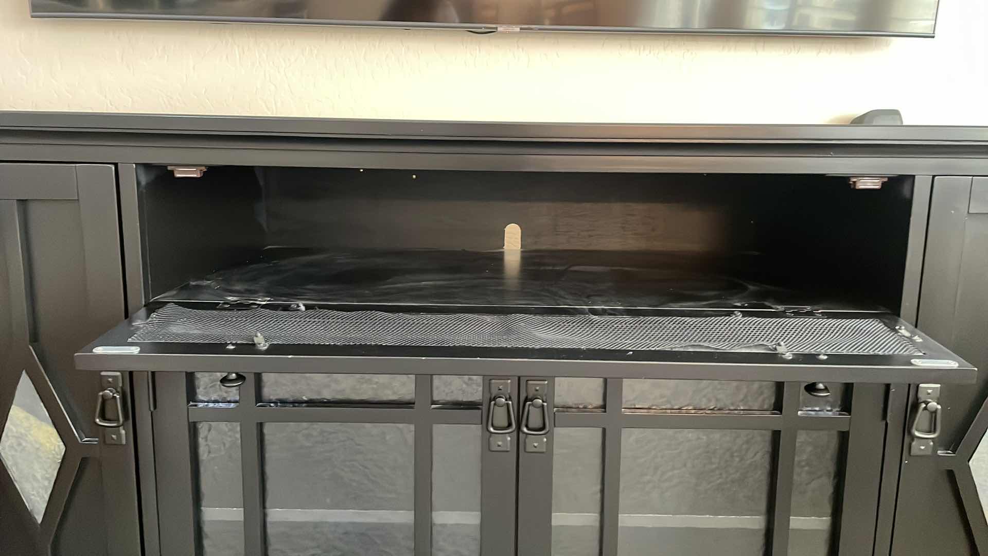 Photo 1 of BLACK CONSOLE TABLE GLASS DOORS 62”x20”xH35”