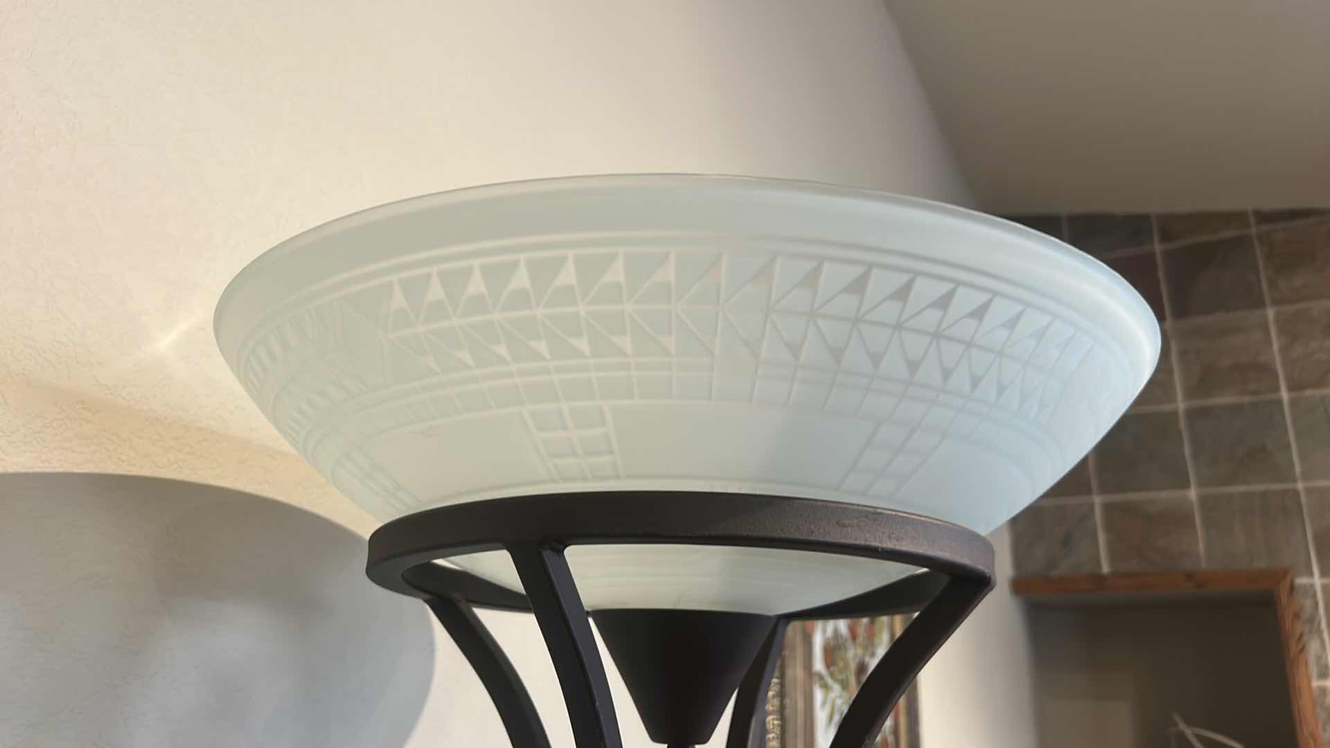 Photo 1 of 6’ METAL FLOOR LAMP WITH GLASS SHADE