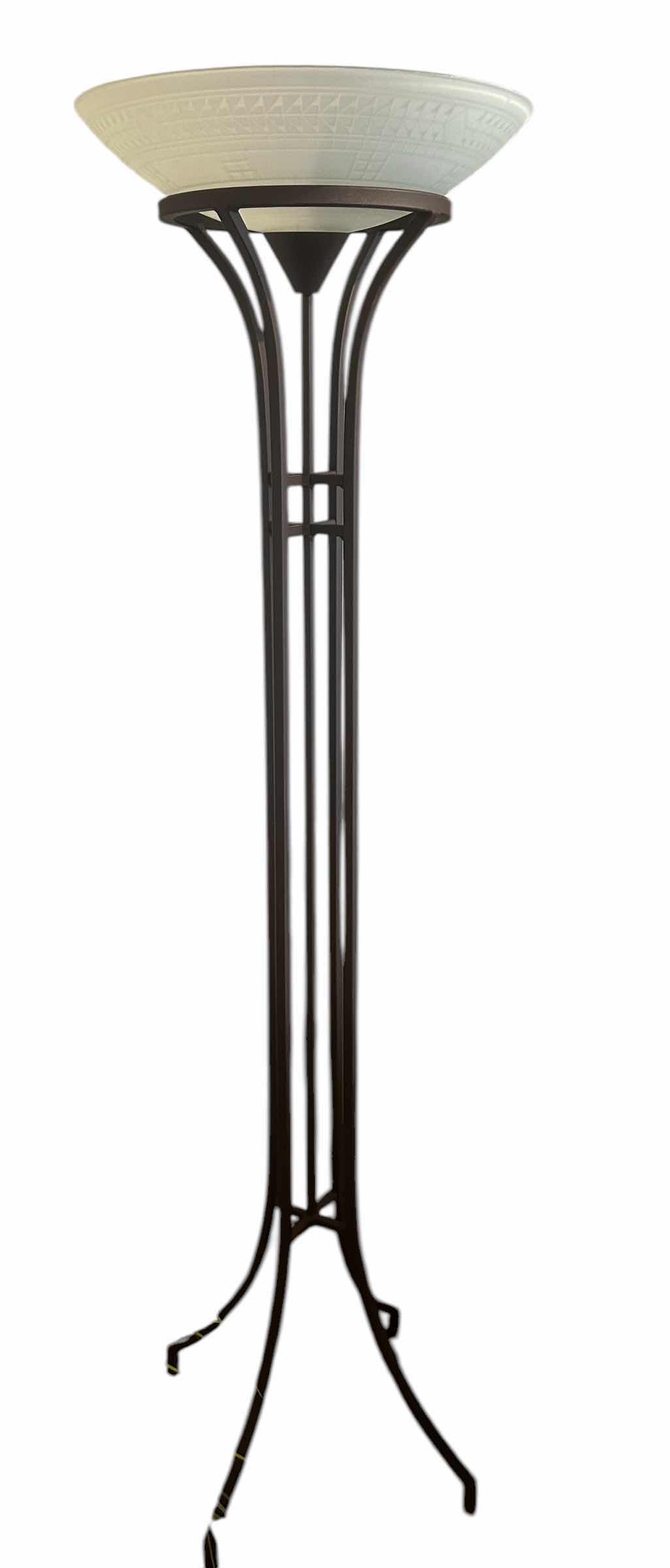 Photo 1 of 6’ METAL FLOOR LAMP WITH GLASS SHADE