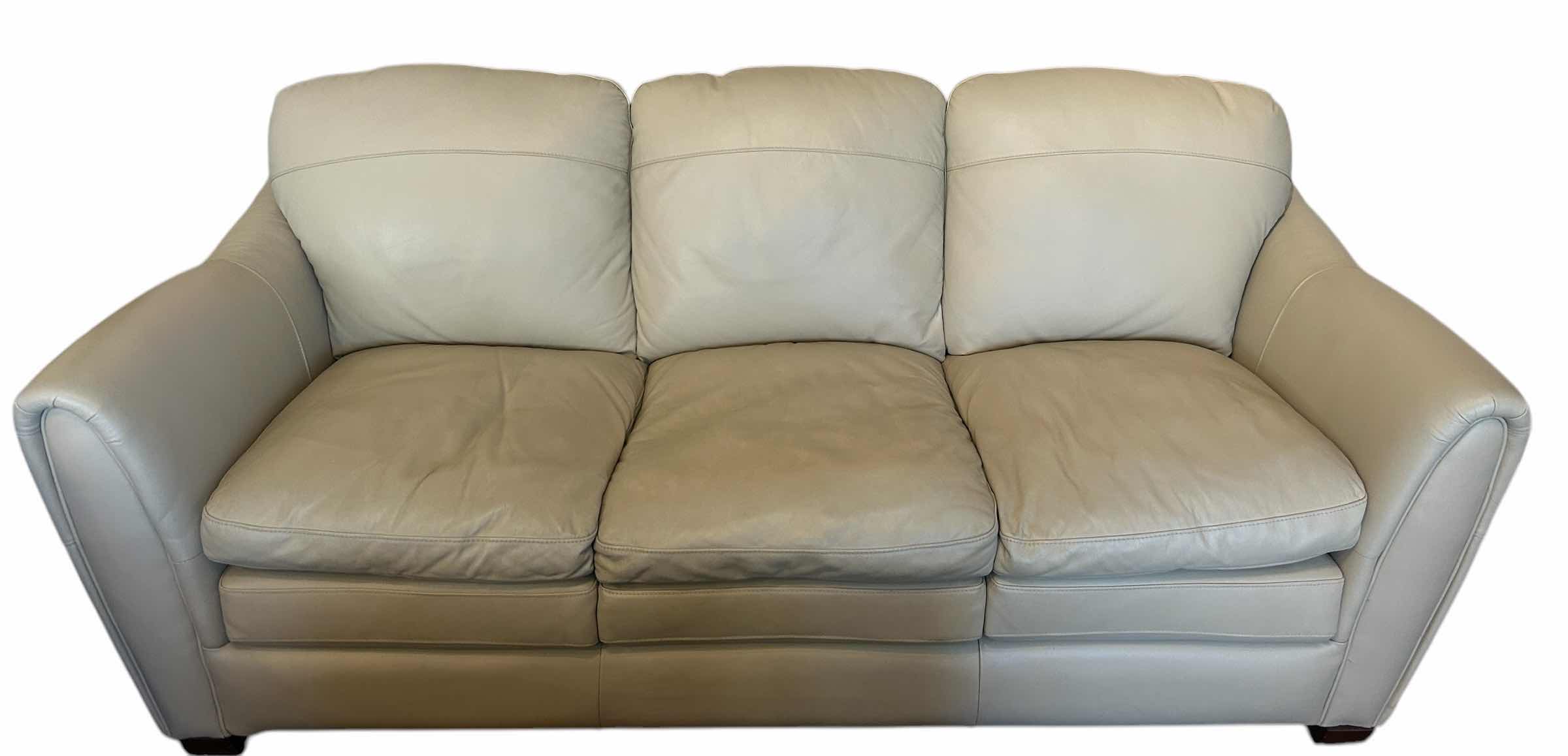 Photo 1 of 7’ LEATHER ITALIA USA CREAM COLORED SOFA