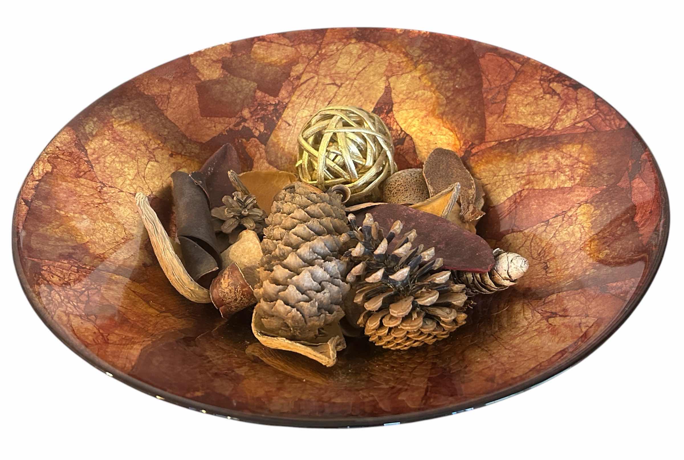 Photo 1 of COLORFUL GLASS BOWL WITH DRY FLORAL 15.5”