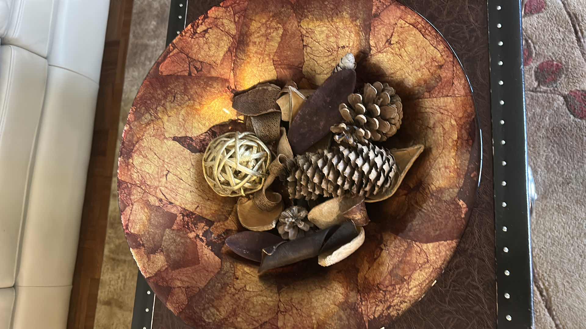 Photo 3 of COLORFUL GLASS BOWL WITH DRY FLORAL 15.5”