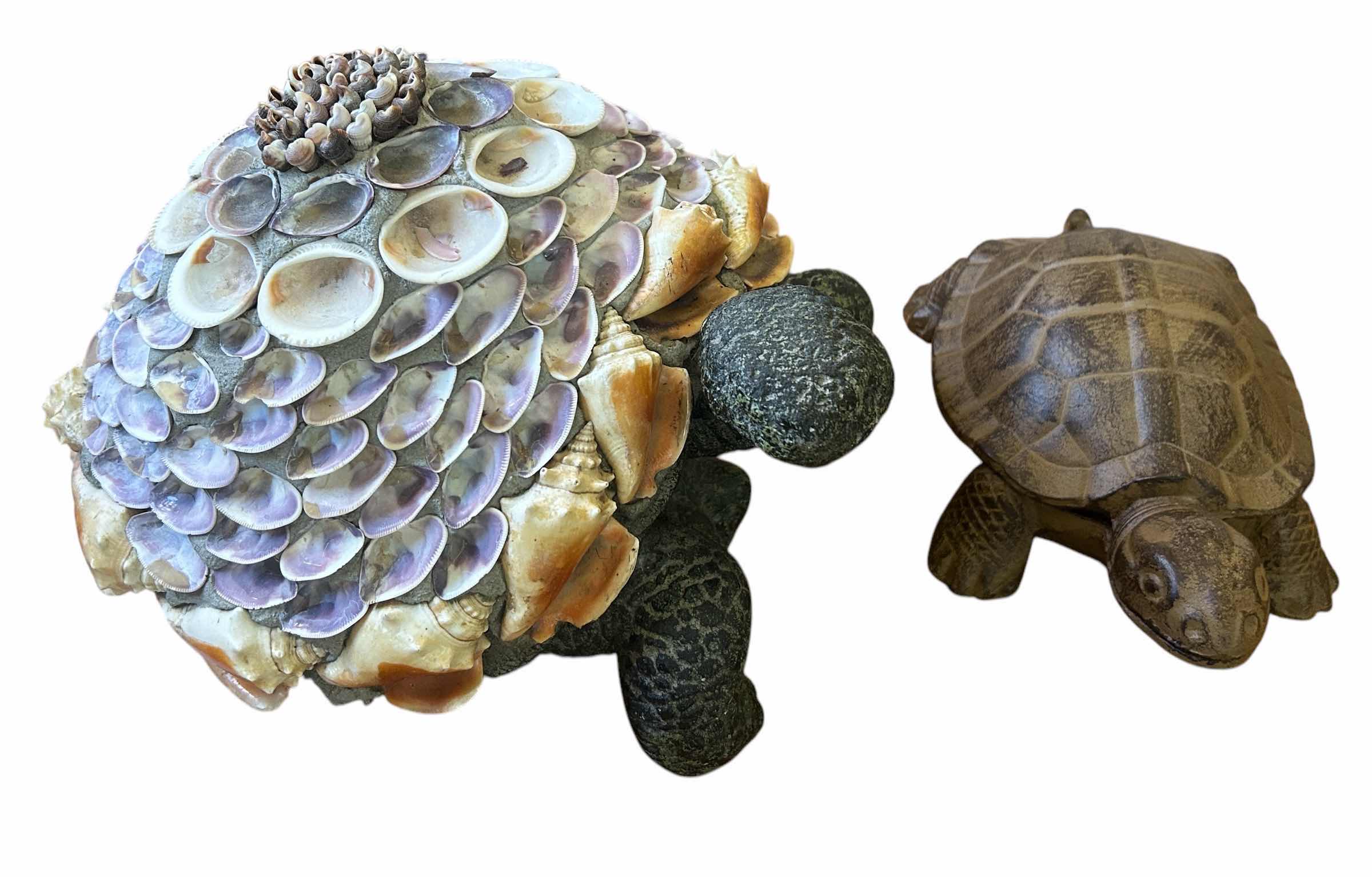 Photo 1 of 2 VERY HEAVY METAL AND CERAMIC TURTLES  (LARGEST 14” x H10”)