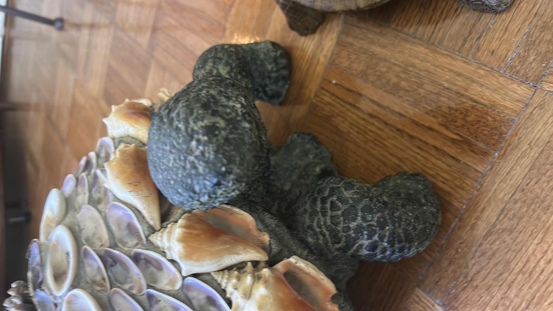 Photo 1 of 2 VERY HEAVY METAL AND CERAMIC TURTLES  (LARGEST 14” x H10”)