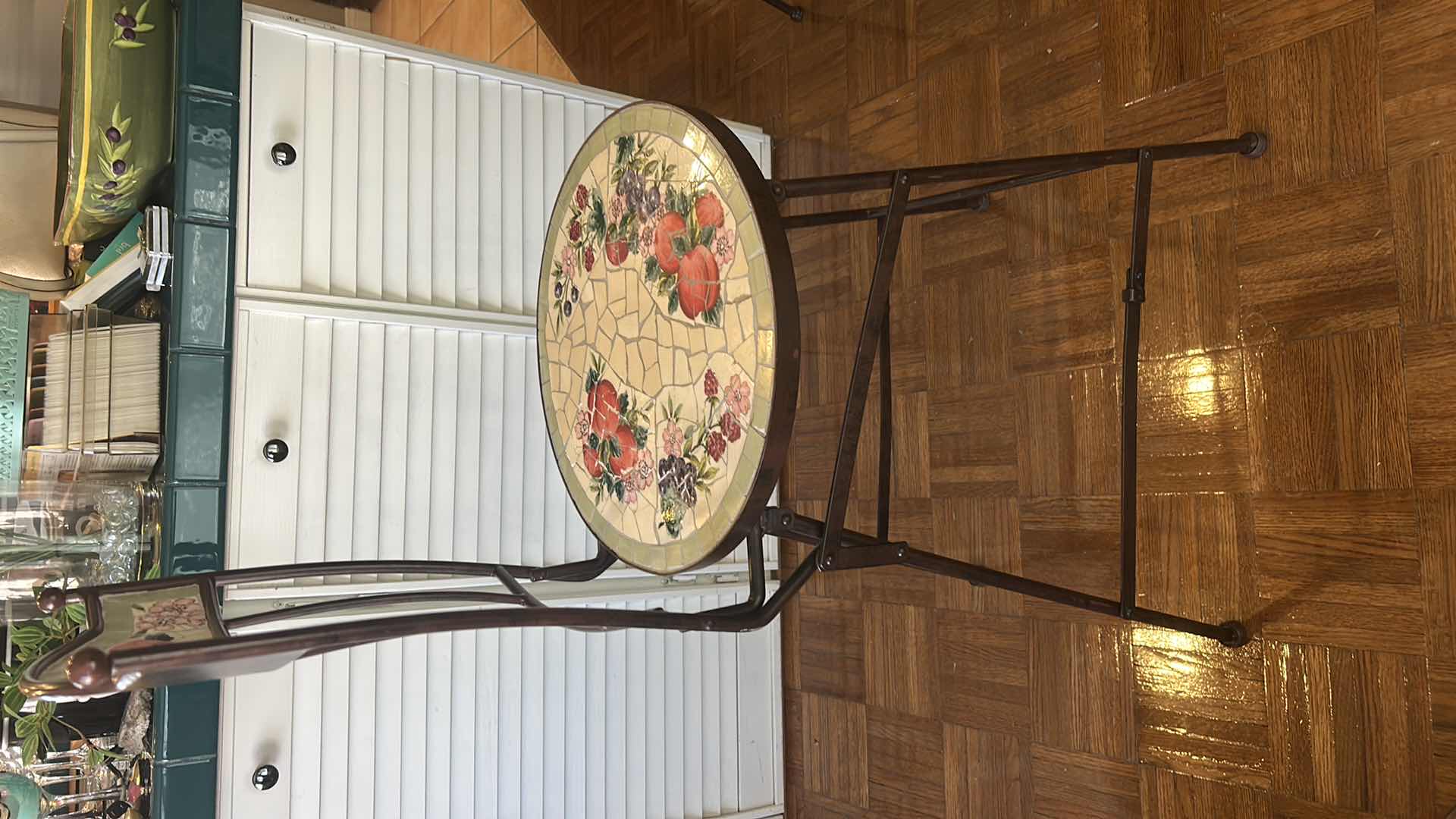 Photo 1 of HEAVY METAL MOSAIC INLAY BARSTOOL SEATING H 25”, TOTAL H 42”