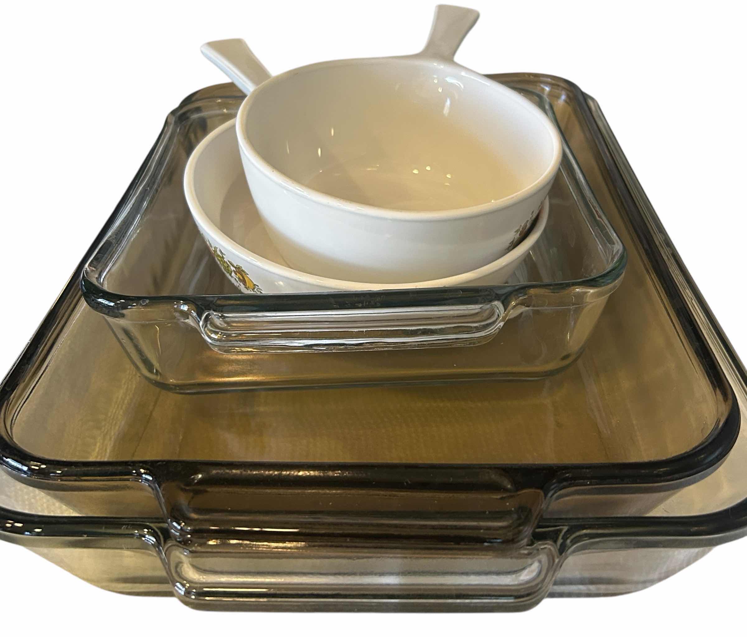 Photo 1 of 2 PC CORNING WARE AND 3 ANCHOR OVEN WARE BAKING DISHES