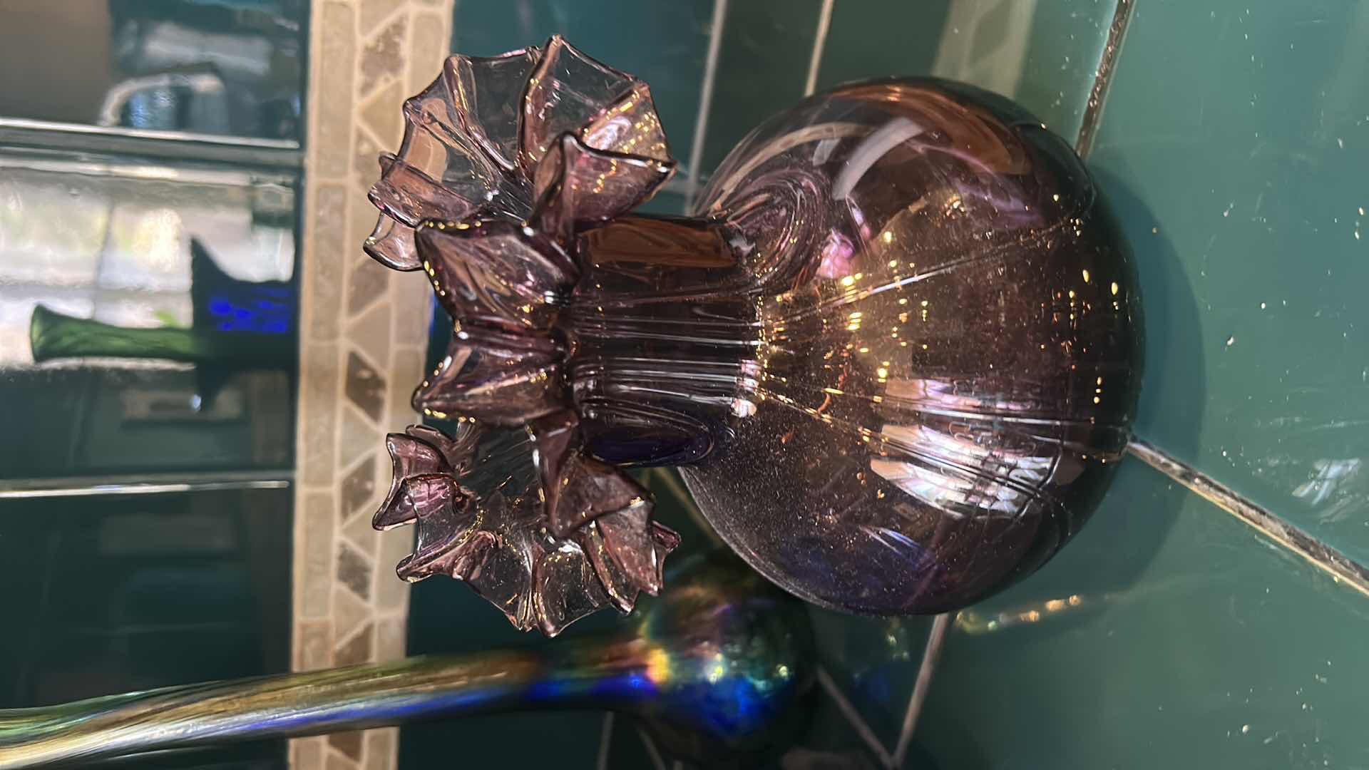 Photo 3 of 3 COLORED GLASS VASES (TALLEST 13”)