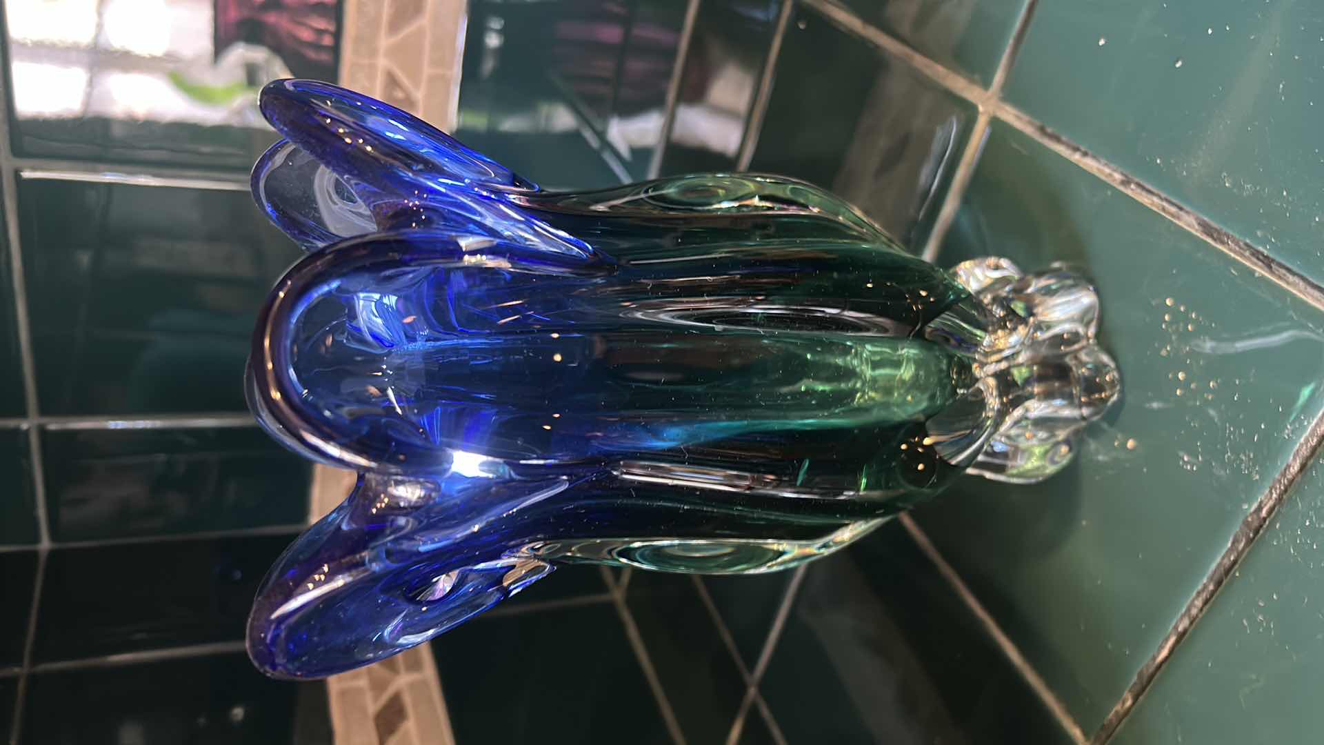 Photo 3 of 2 COLORED GLASS VASES (TALLEST 9.5”)