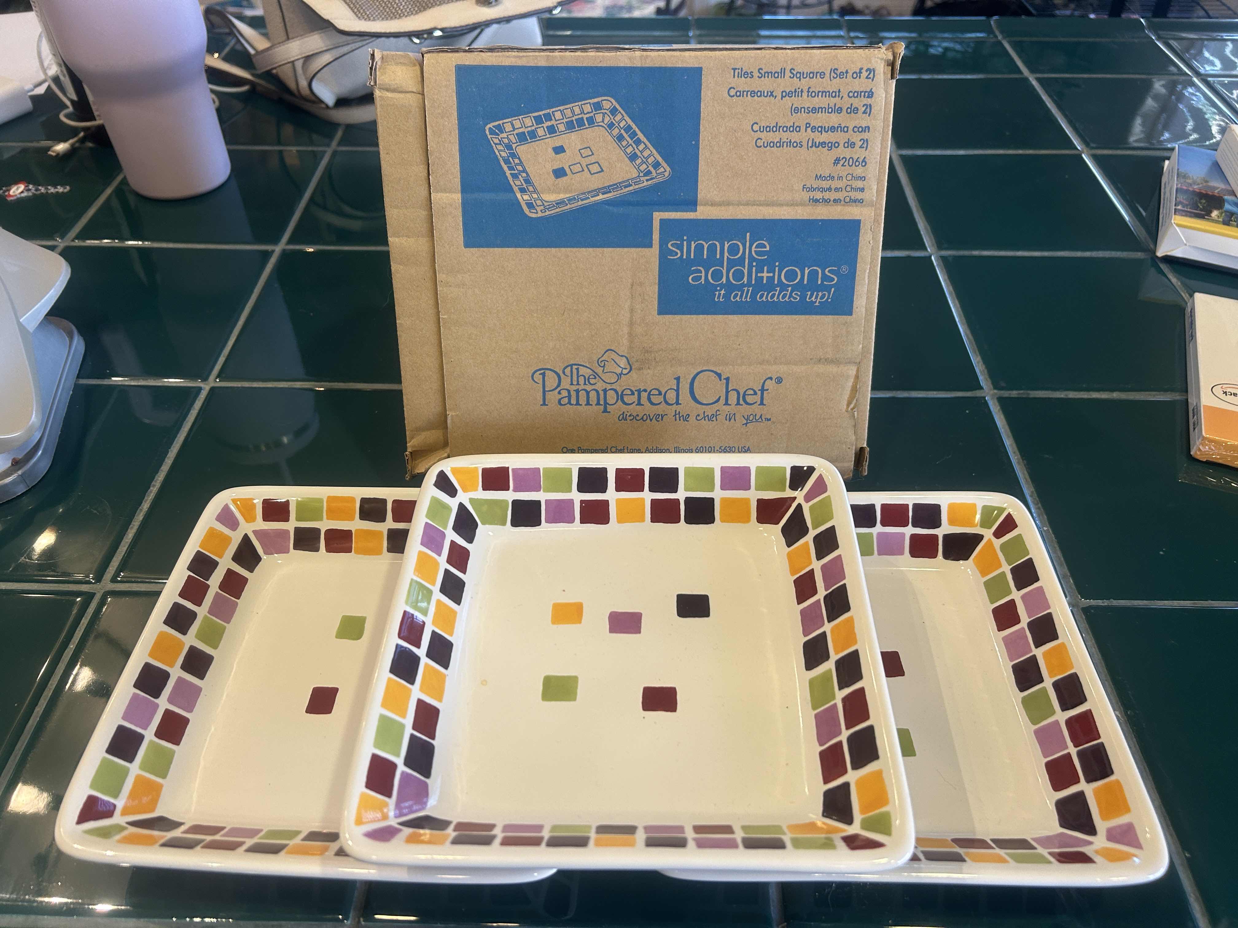 Photo 1 of 3 PAMPERED CHEF TILES SMALL SQUARE BOWLS