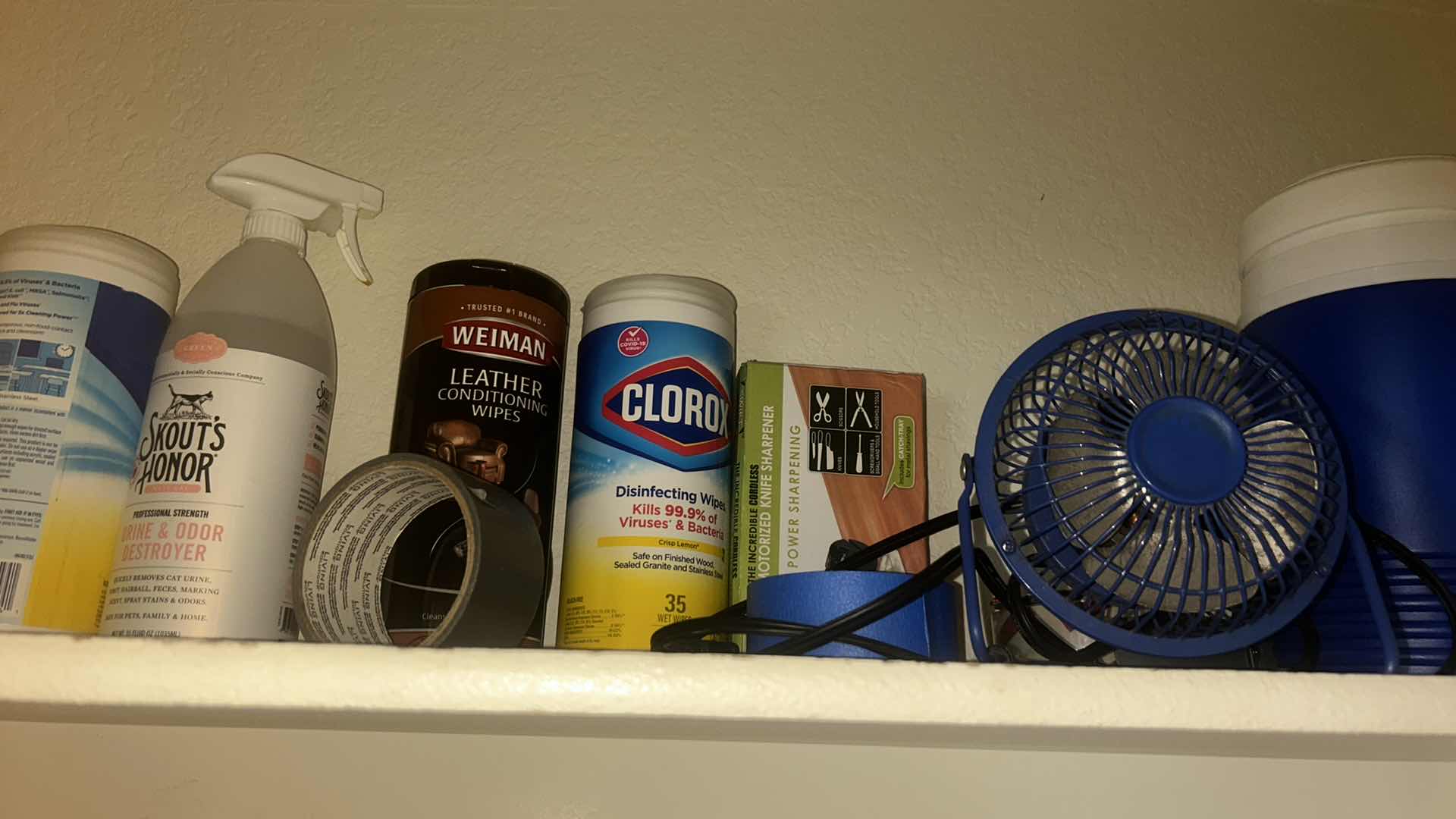 Photo 1 of CONTENTS OF 3 SHELVES IN CLOSET- CLEANING SUPPLIES AND MORE